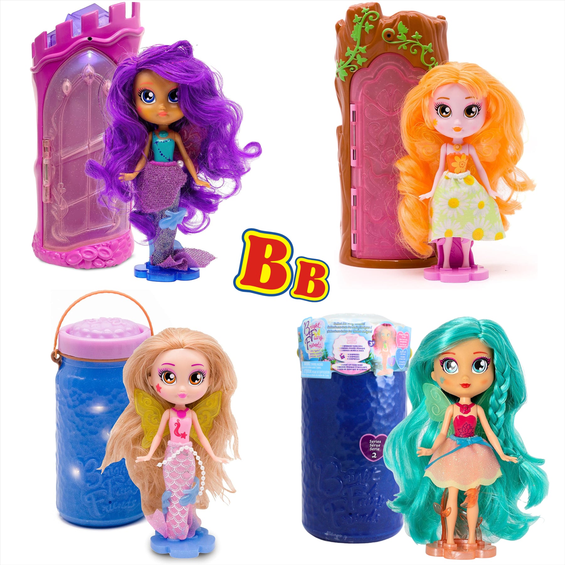 BFF Bright Fairy Friends Shine Together Mermaid and Fairy Doll Figure Blind Boxes - Pack of 4 - Toptoys2u