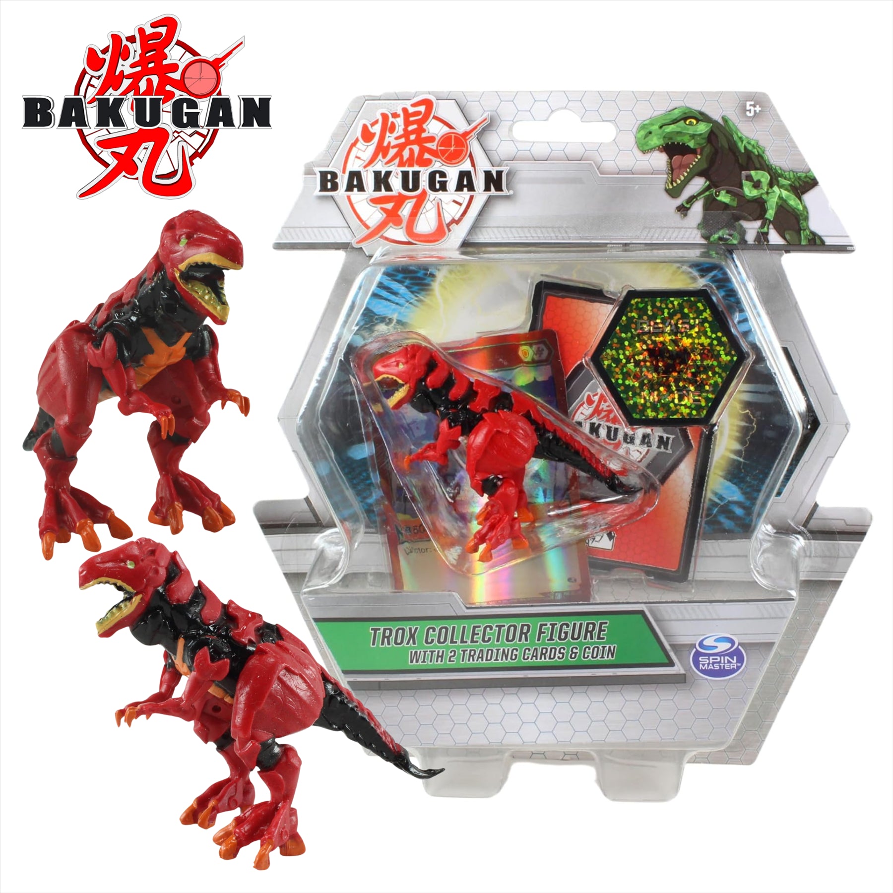 BAKUGAN - Trox Red Collector Figure With 2 Trading Cards & Collectors Coin - Toptoys2u