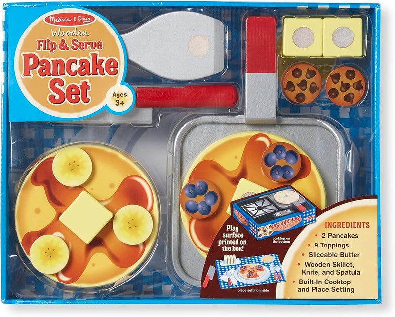 Melissa & Doug Flip and Serve Pancake Set - Wooden Breakfast Play Food - Toptoys2u