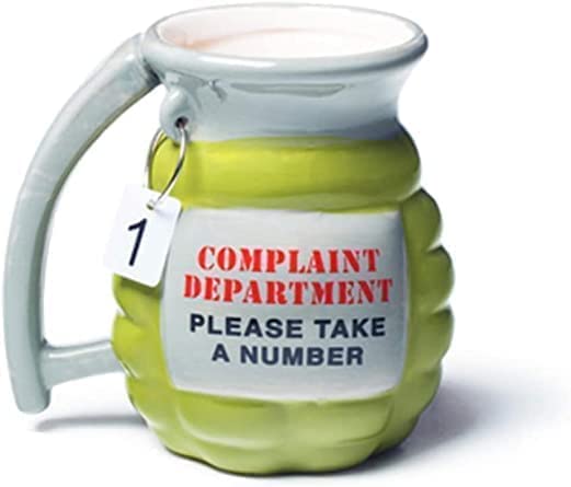 Big Mouth Novelty Gift Mugs Sets - 2X 400ml Complaints Department Grenade Mug - Toptoys2u