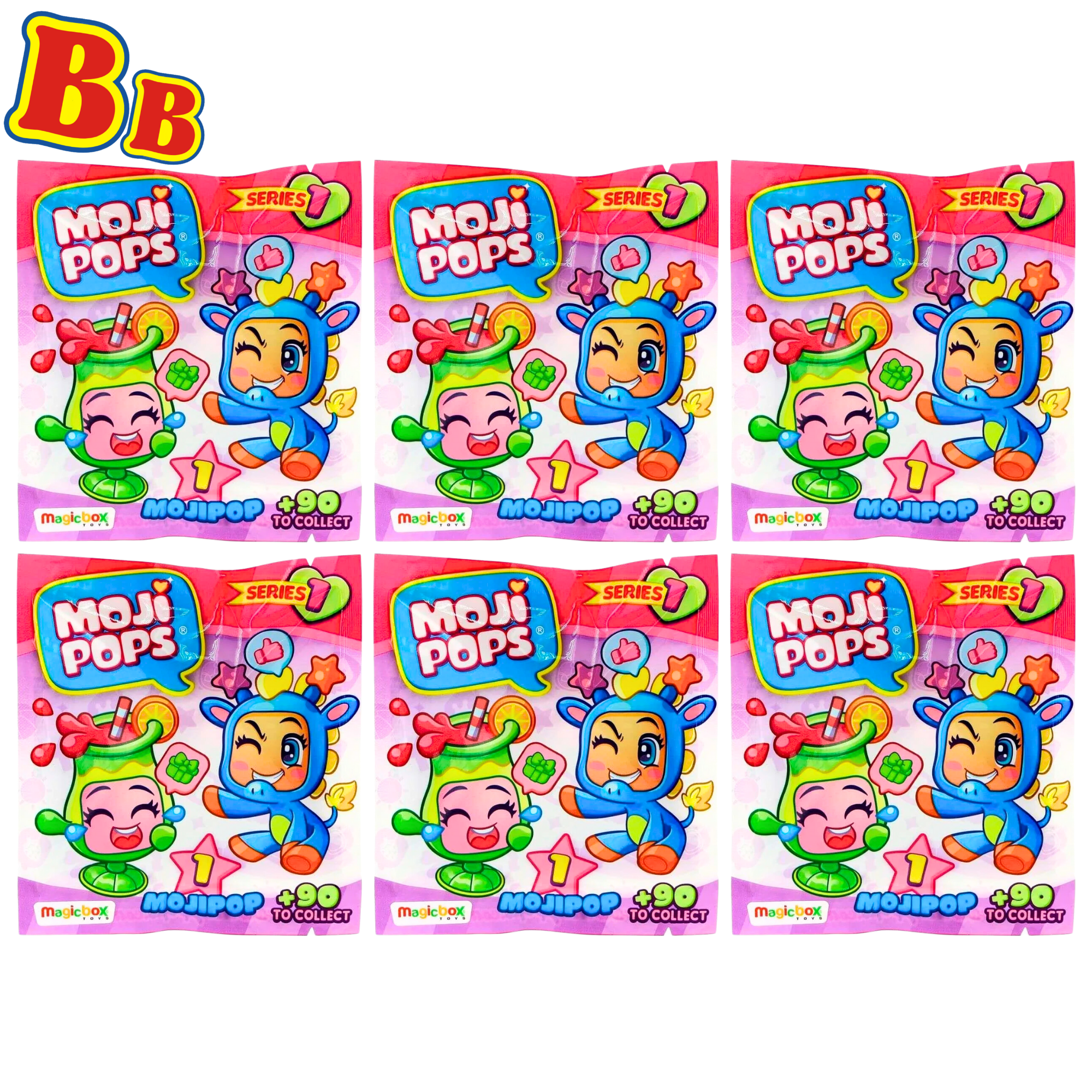 Moji Pops Series 1 Collectible Mystery Miniature Toy Figure Blind Bags - Pack of 6 - Toptoys2u