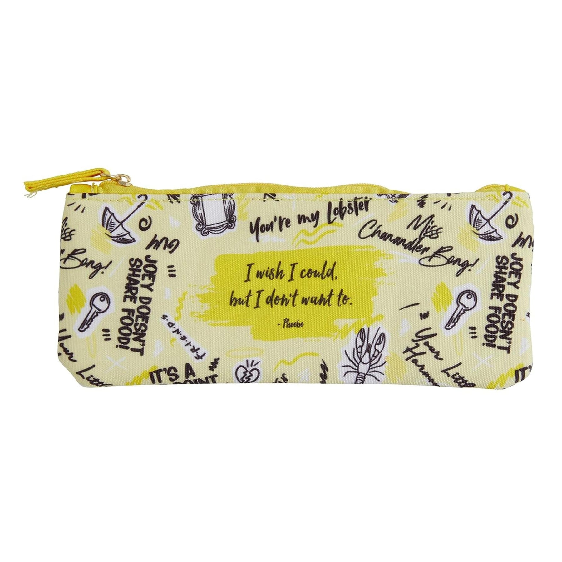 Friends TV Show 20cm Phoebe Quote Yellow Pencil Cases - Pack of 3 - Toptoys2u