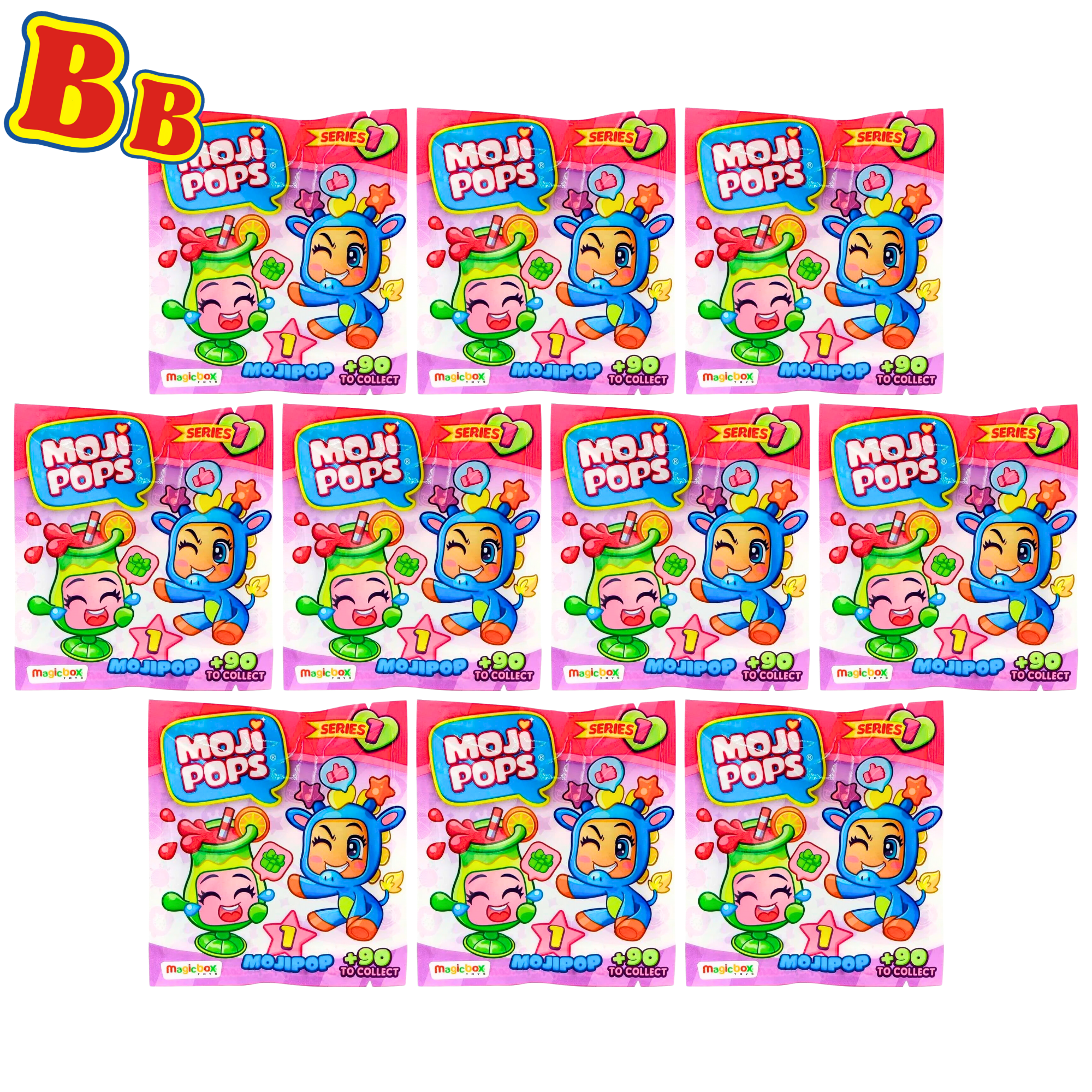 Moji Pops Series 1 Collectible Mystery Miniature Toy Figure Blind Bags - Pack of 10 - Toptoys2u