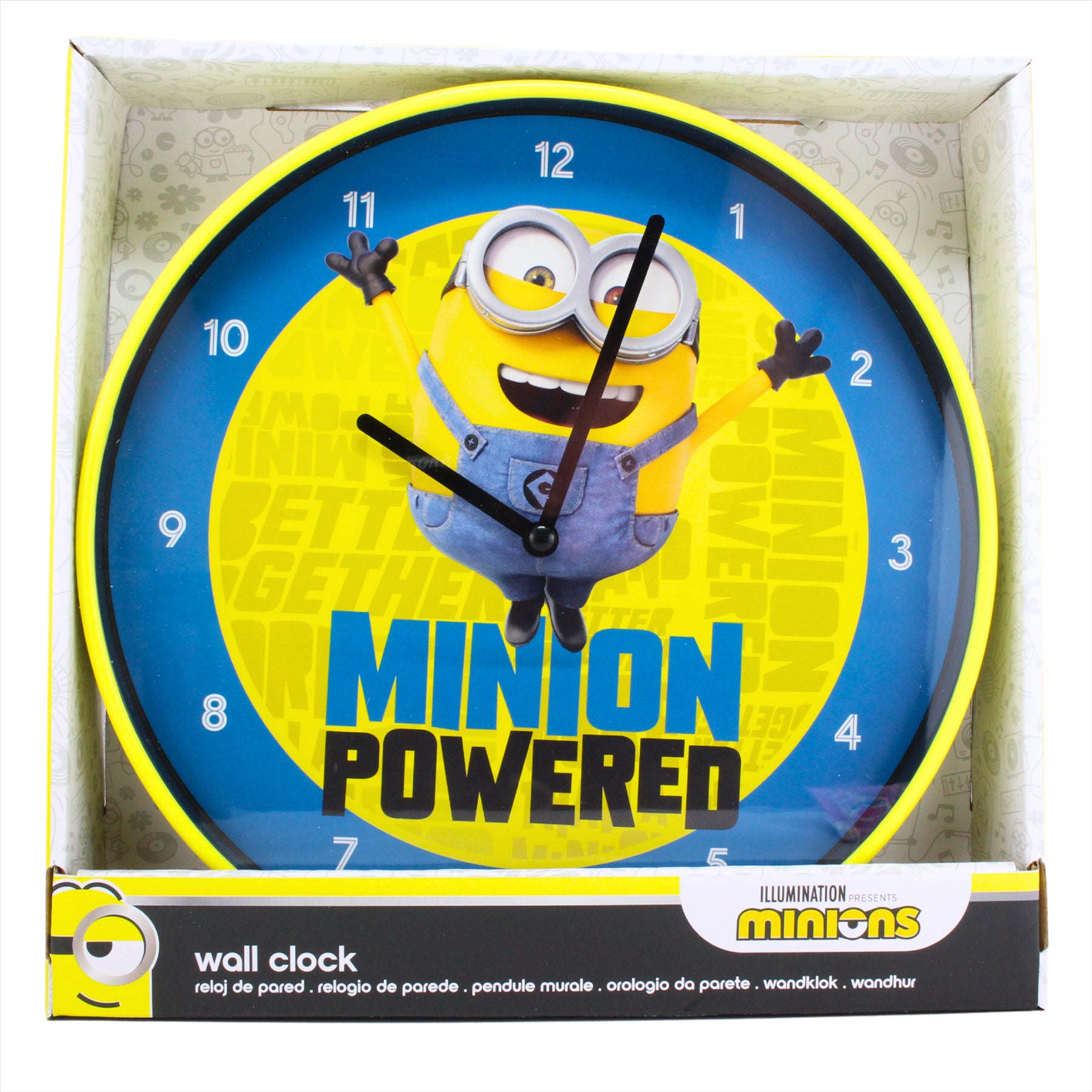 Minions 25cm Children's Despicable Me Wall Clock - Minion Powered - Toptoys2u