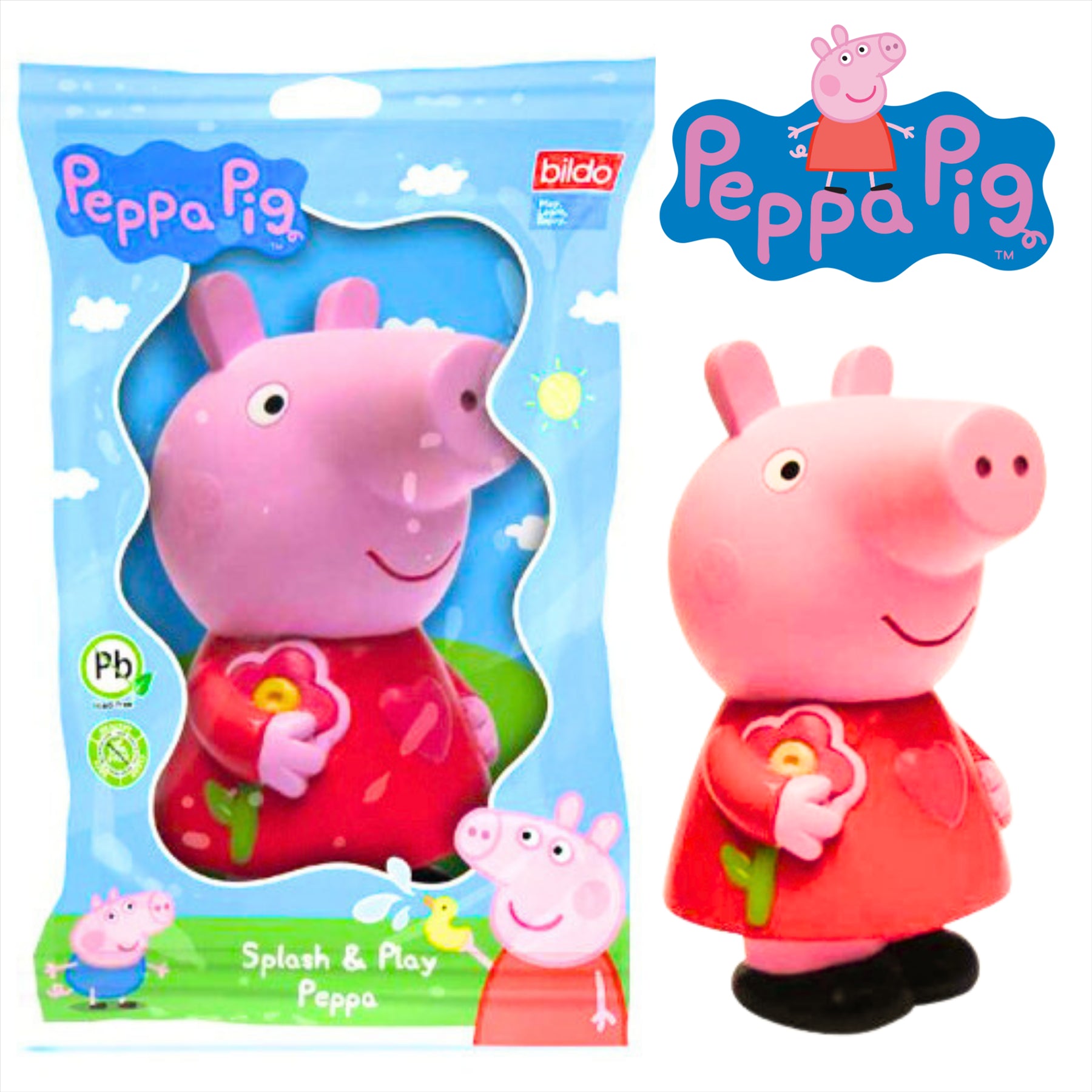 Peppa Pig - Super Soft Gift Quality Plush Gift Sets - 4" 10cm Squishy Peppa & 5" 12cm Splash n Play Peppa - Toptoys2u
