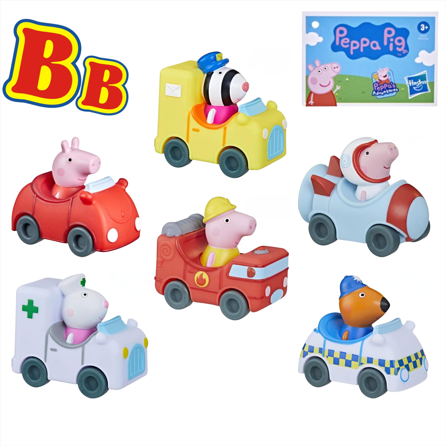 Peppa Pig Little Buggies Toy Character Vehicles Play Set - Zoey, George, Peppa, Mummy Pig, Suzy, and Freddy - Toptoys2u