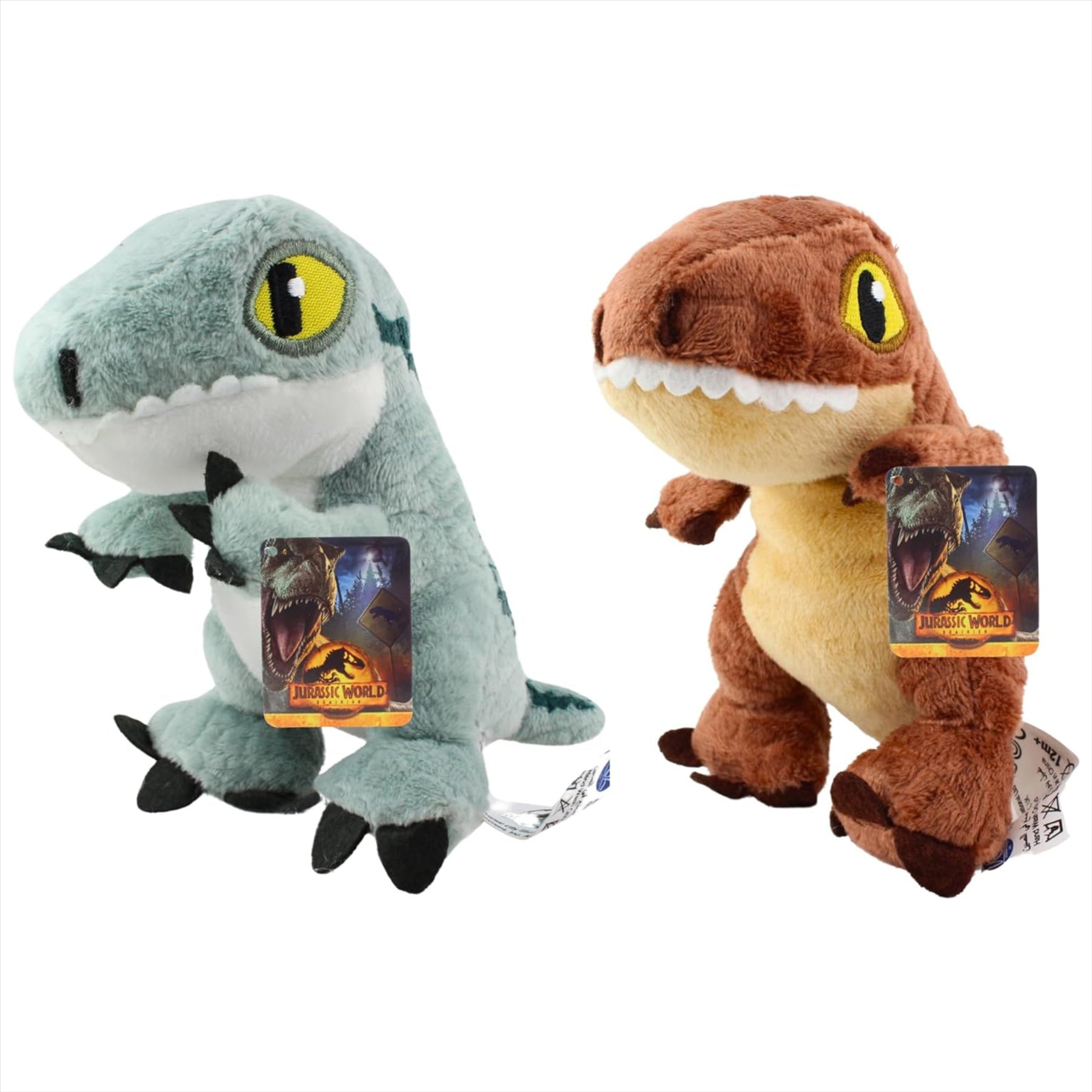 Jurassic World Dominion - T-Rex & Blue the Velociraptor Super Soft 15cm 6" Plush Dinosaur Toy Set - Pack of 2 - Toptoys2u