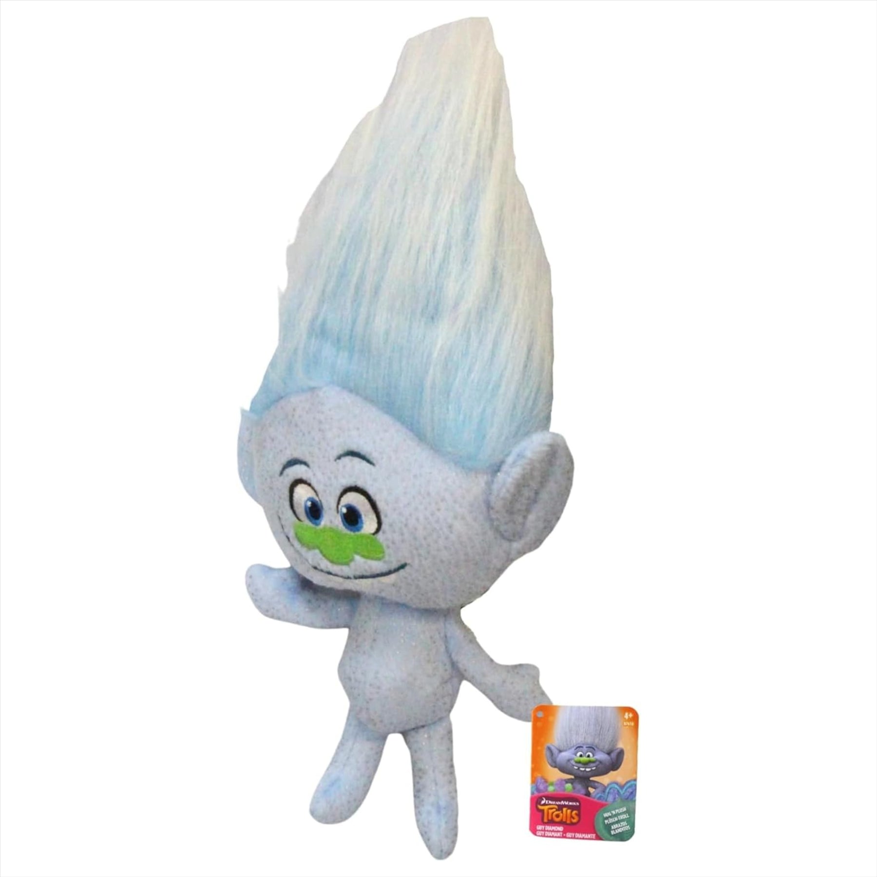 Trolls World Tour Super Soft Guy Diamond 28cm Plush Toy with Poppy 9cm Figure and Series 1 Keyclip Figure Blind Box - Toptoys2u