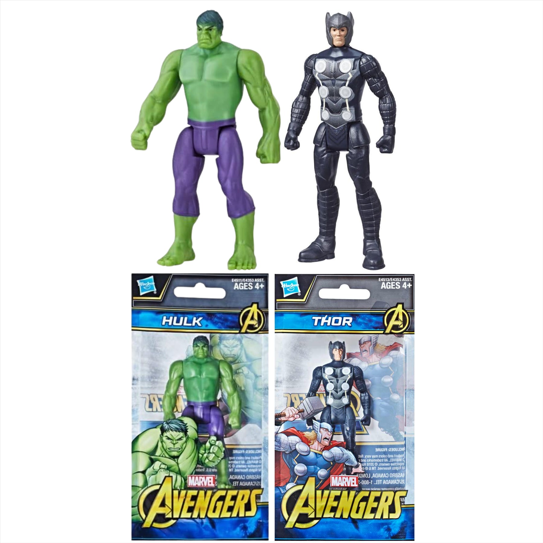 Marvel Avengers Miniature Articulated 9.5cm Toy Action Figures Bundle - Pack of 2 - Hulk & Thor - Toptoys2u