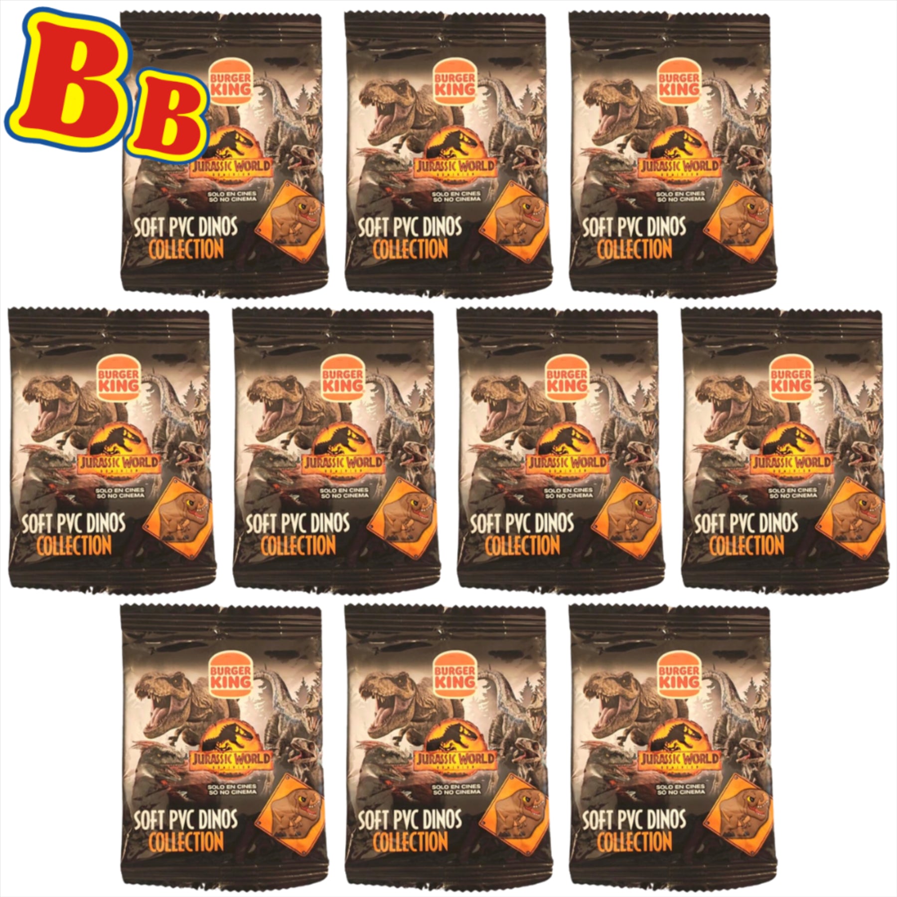 Jurassic World - Burger King Kids Meal Collectable 2D Soft PVC Toy - Dinosaur Collection Pack of 10 Blind Bags - Toptoys2u