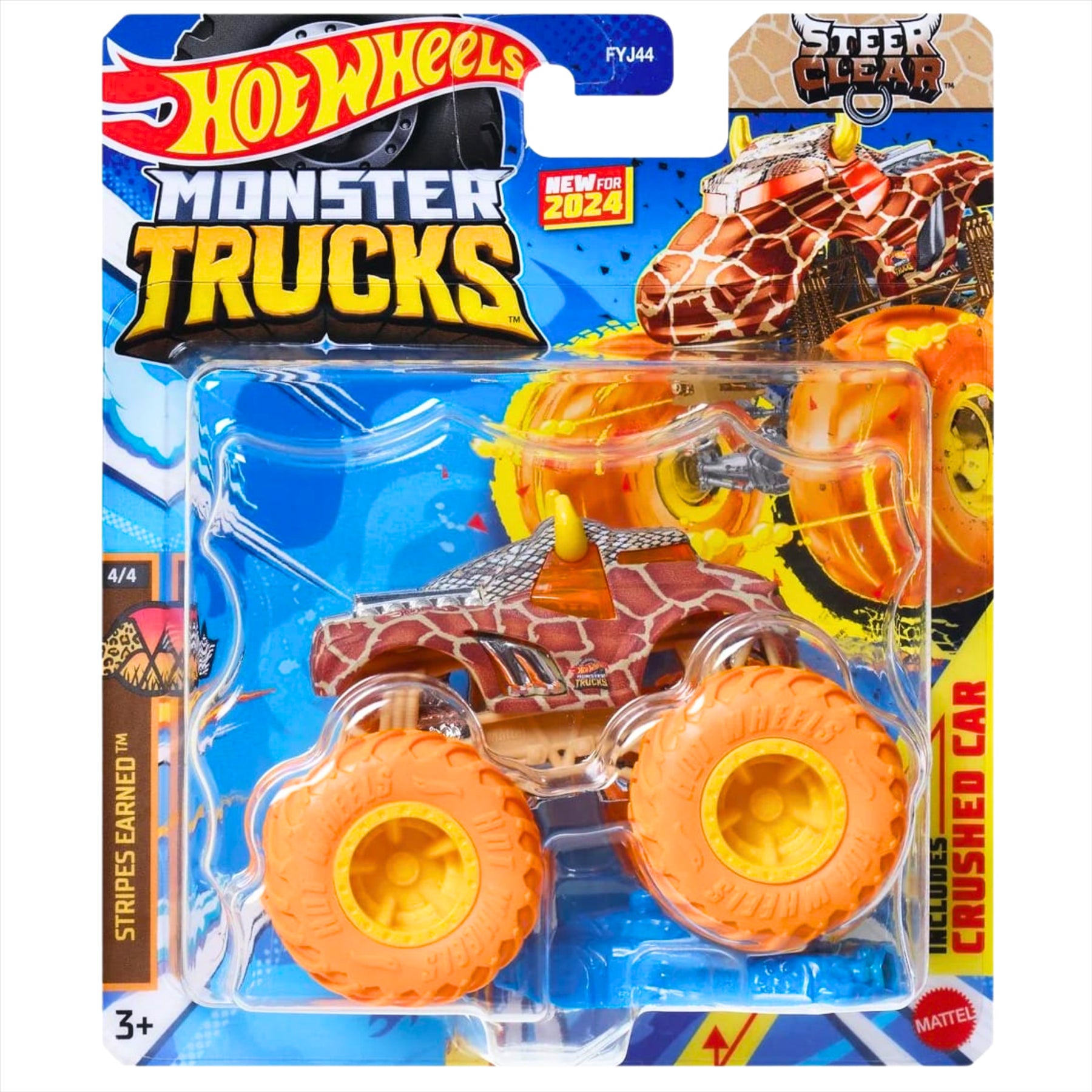 Hot Wheels Monster Trucks Stripes Earned 4/4 Steer Clear Collectible Toy 1:64 Scale Diecast Model Vehicle - HTM57 - Toptoys2u