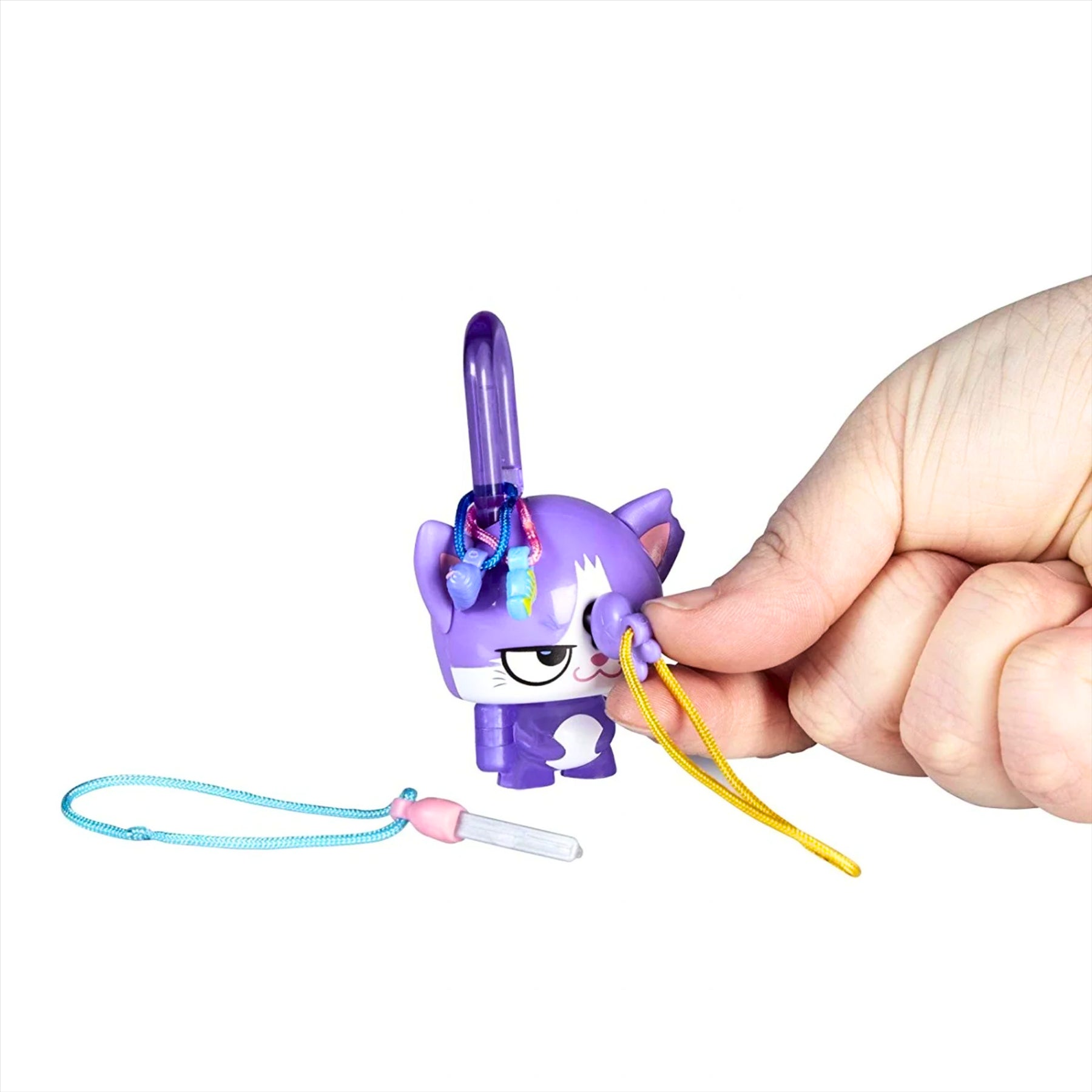 Lock Stars Series 1 Purple Cat Collectible Miniature 7cm Toy Figure Lock-On Clip with Accessories - Toptoys2u