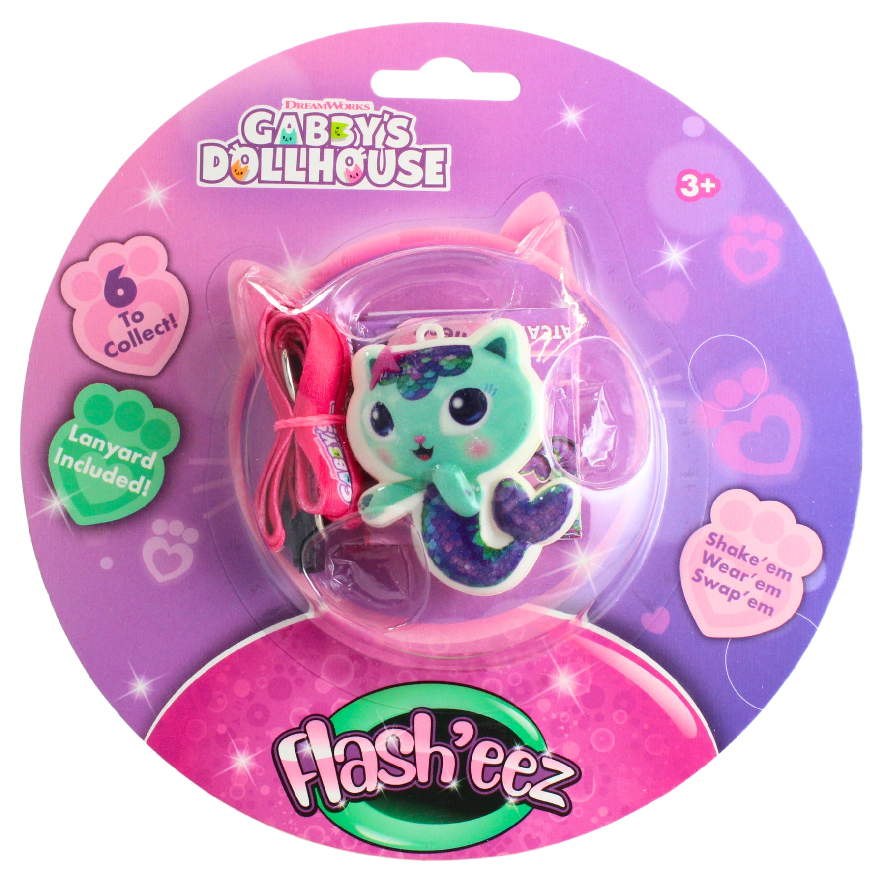 Gabby's Dollhouse Flash'Eez MerCat Light-Up Collectible Character Toy Accessory with Lanyard - Toptoys2u