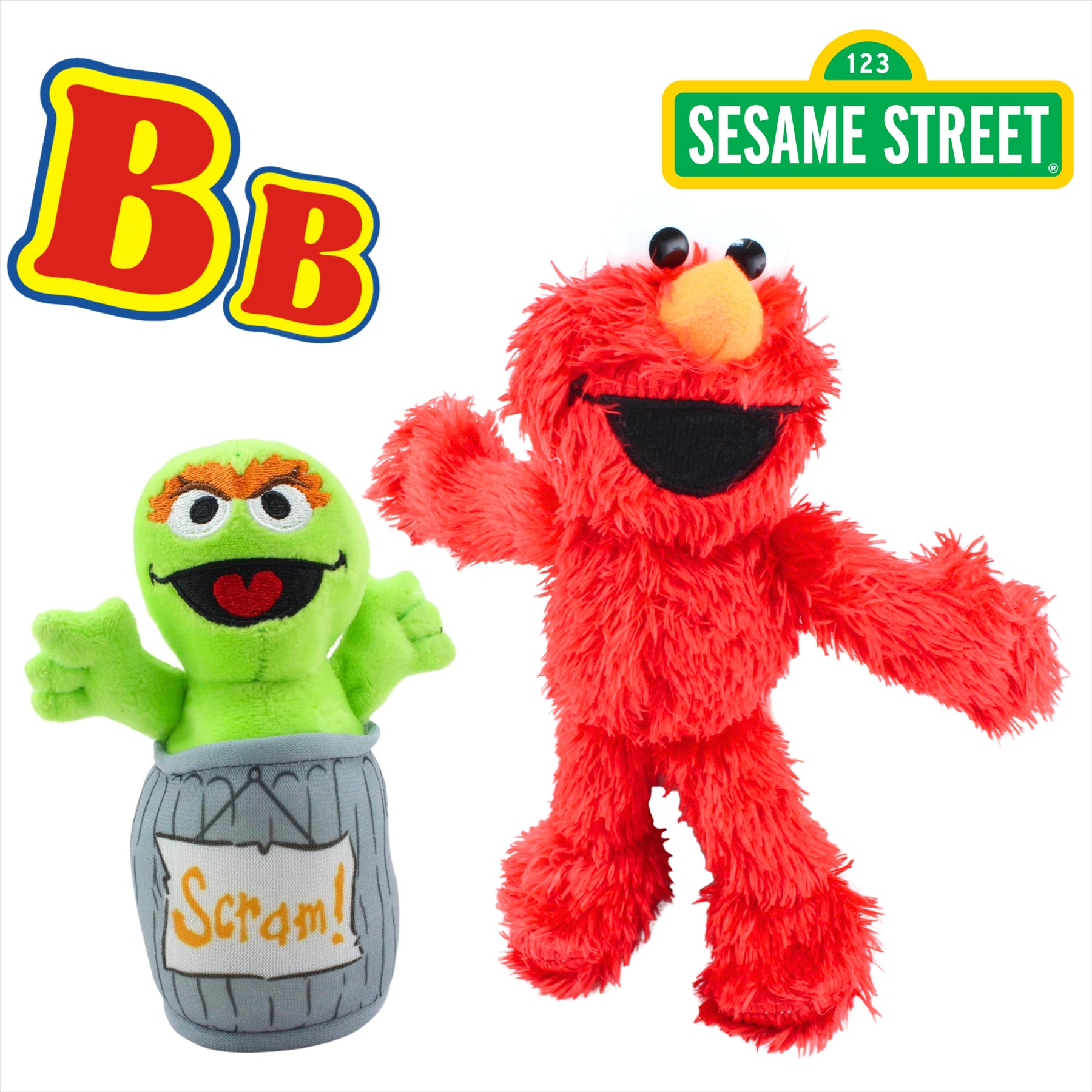 Sesame Street Super Soft Elmo 21cm and Oscar 15cm Gift Quality Plush Toy Bundle - Toptoys2u