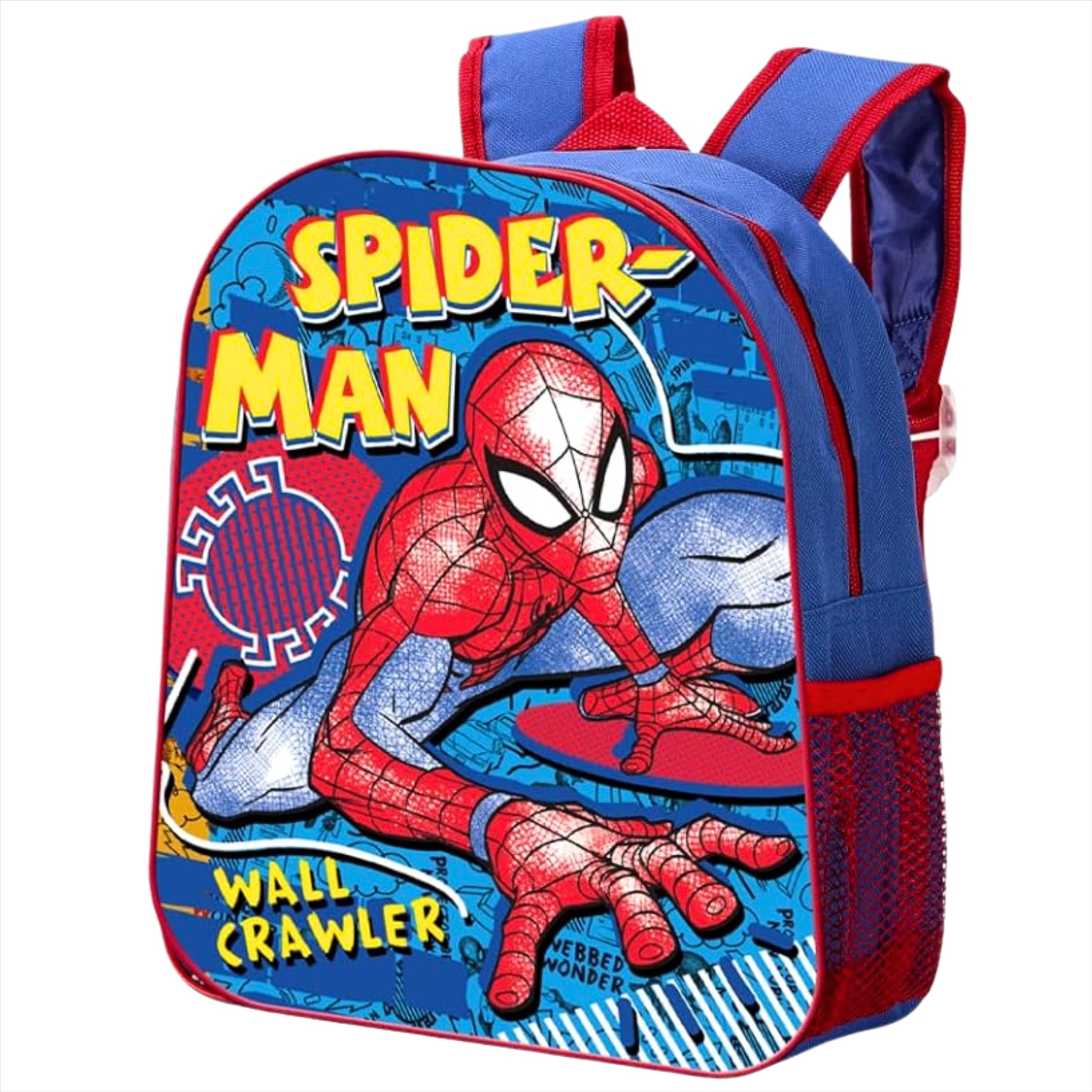 Spiderman Wall Crawler Junior Backpack - Kids Character School Bag with Mesh Side Pocket - Toptoys2u
