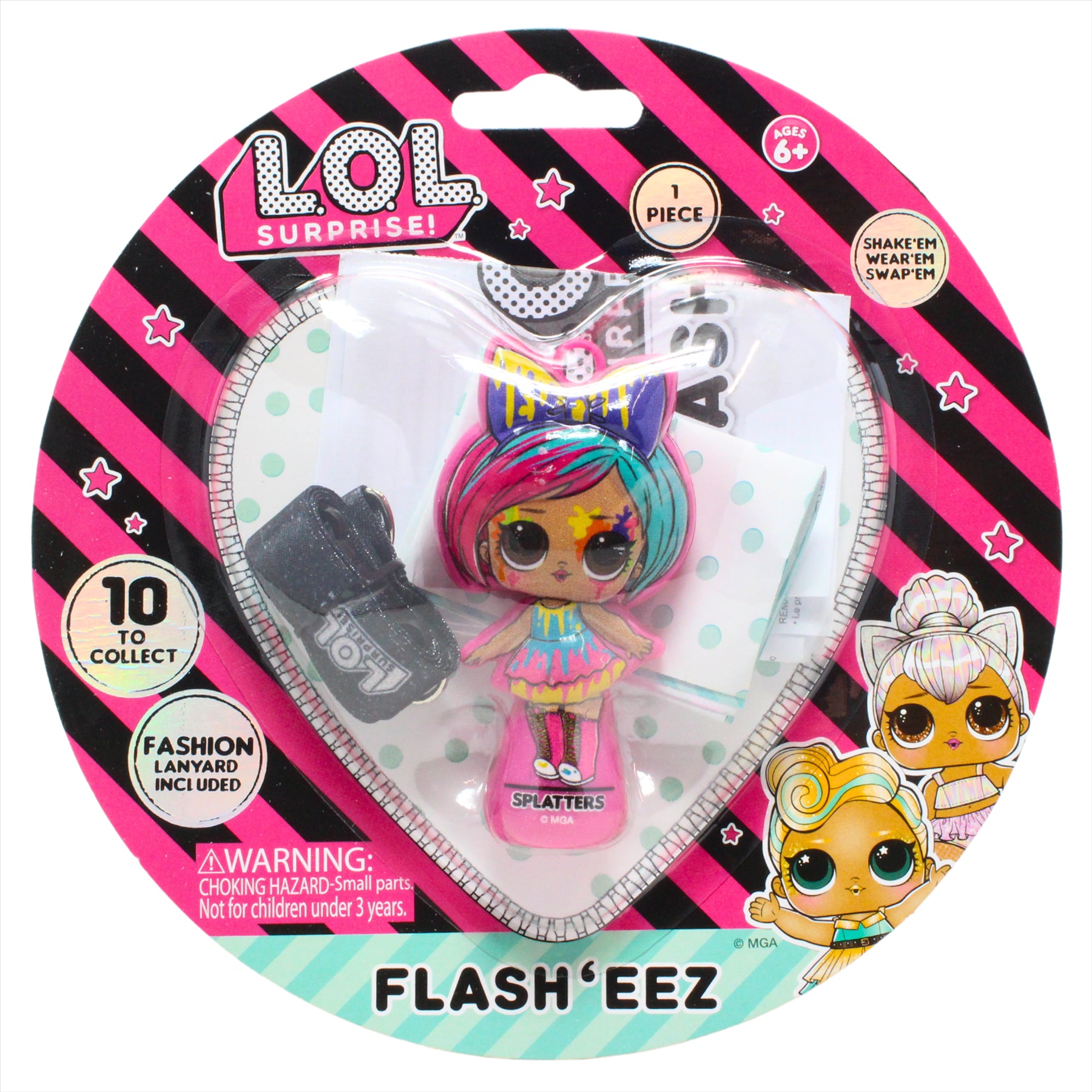 LOL Surprise! Flash'Eez Collectible Mini Splatters and Diva Light-Up Toy Figures with Lanyard Accessory - Twin Pack - Toptoys2u