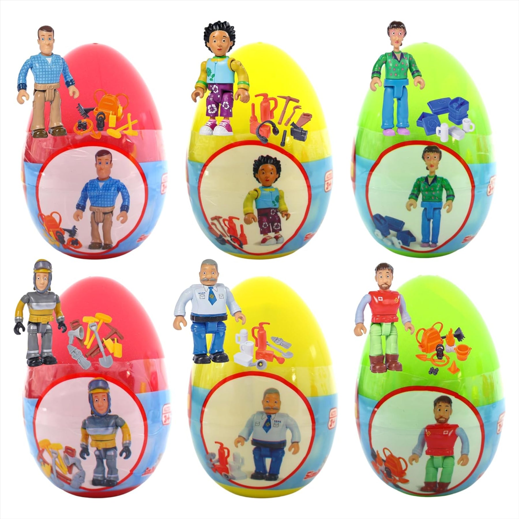 Fireman Sam Articulated Figure Capsule Characters 6-Pack - All 6 Characters - Toptoys2u