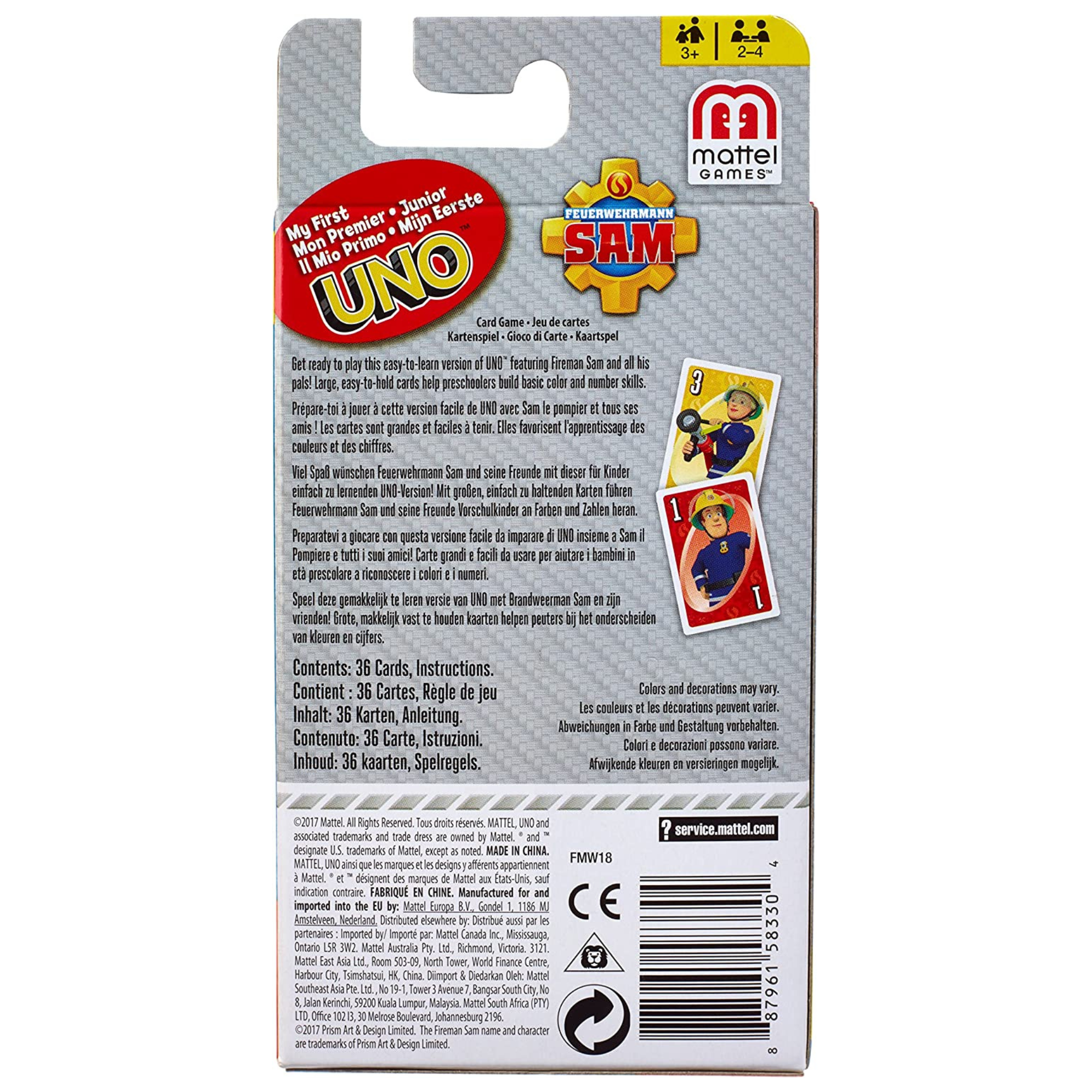 UNO Fireman Sam Card Game - Toptoys2u