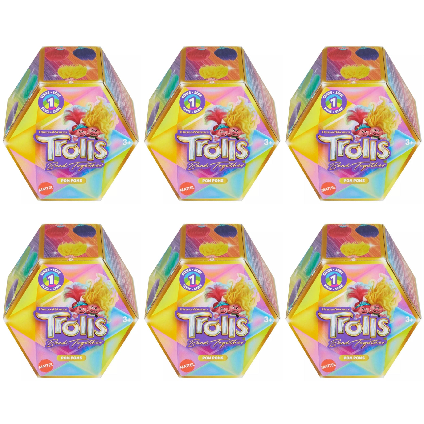 Trolls Band Together Pom Poms Series 1 Keyclip Figure Identified Sets - Pack of All 6 - Toptoys2u