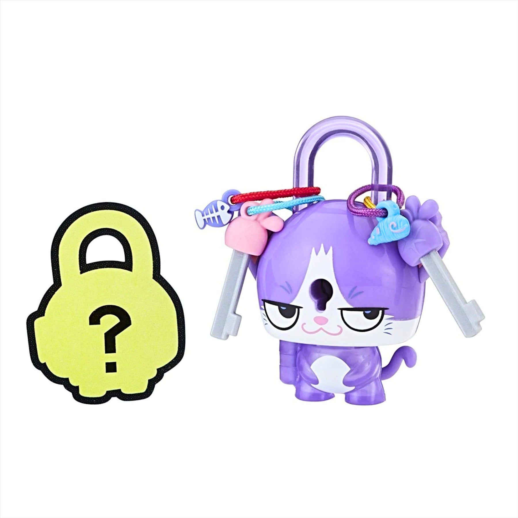 Lock Stars Series 1 Purple Cat Collectible Miniature 7cm Toy Figure Lock-On Clip with Accessories - Toptoys2u