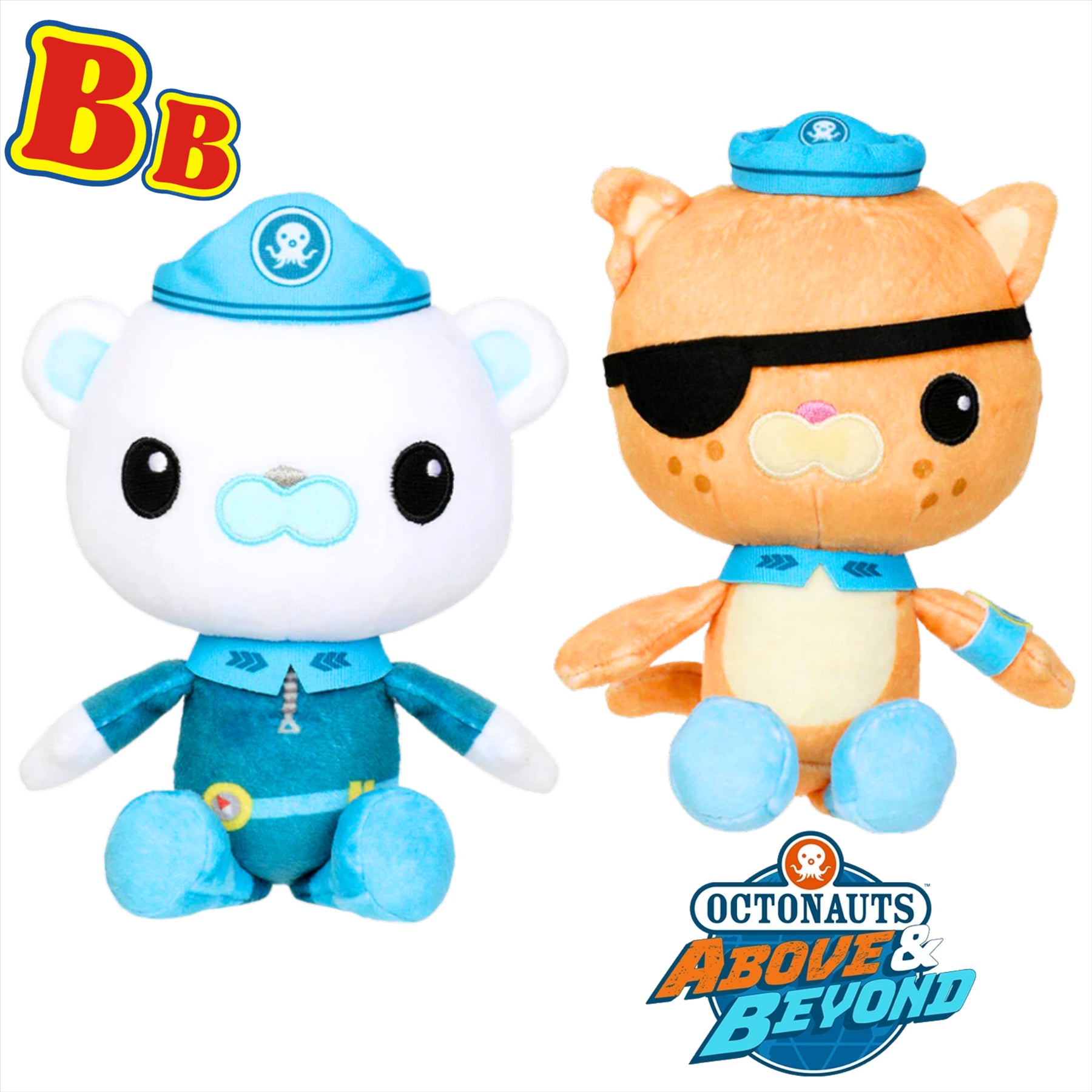 Octonauts Above and Beyond Captain Barnacles and Kwazii Super Soft 20cm Plush Toy Twin Pack - Toptoys2u