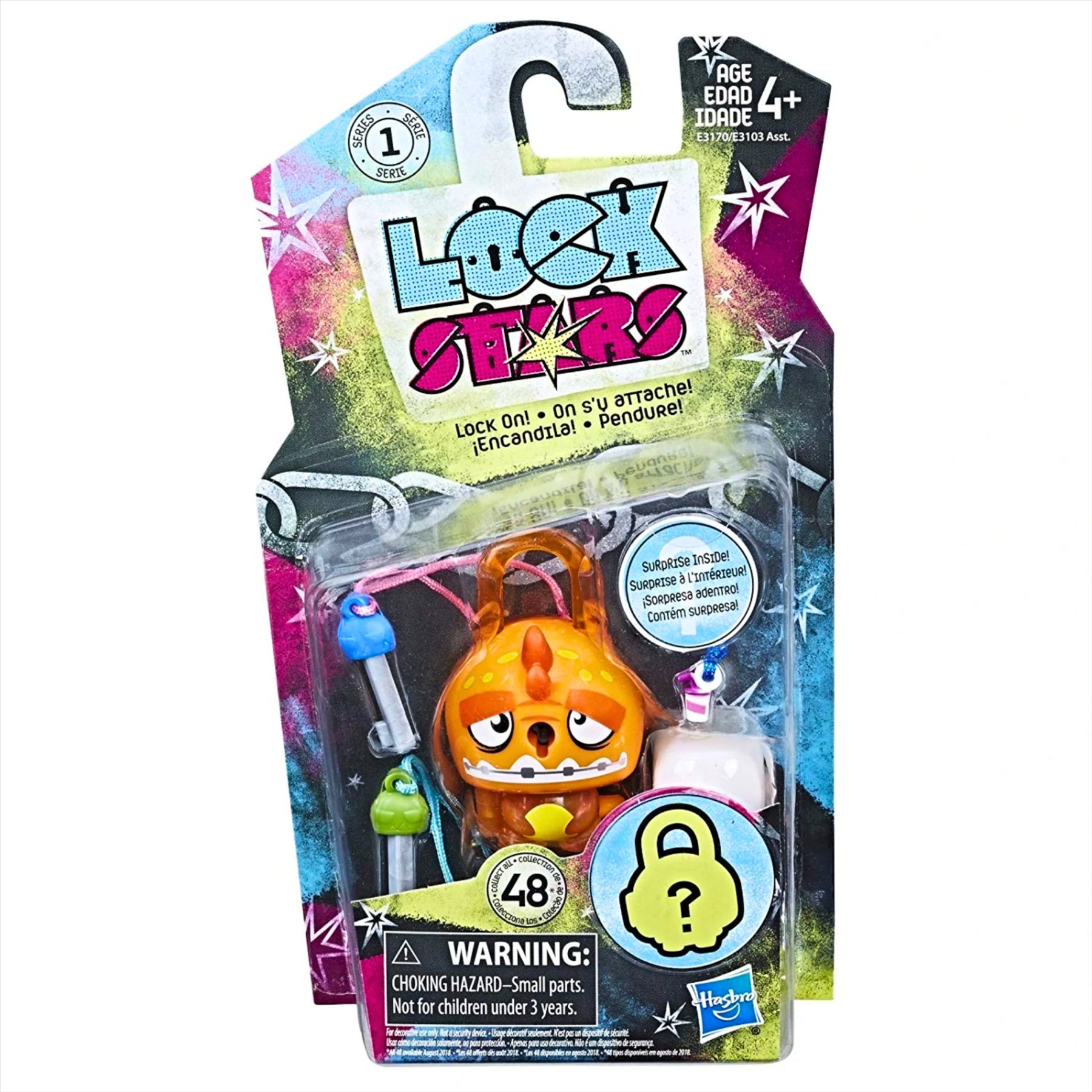 Lock Stars Series 1 Orange Dinosaur Collectible Miniature 7cm Toy Figure Lock-On Clip with Accessories - Toptoys2u