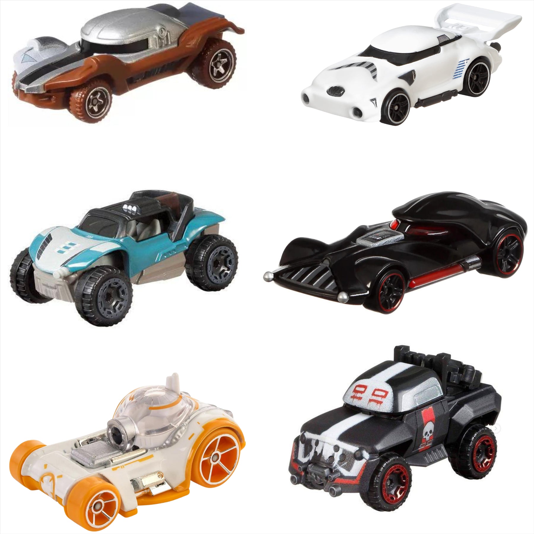 Hot Wheels Star Wars Character Cars 1:64 Scale Diecast - (Complete Set of 6) - Toptoys2u
