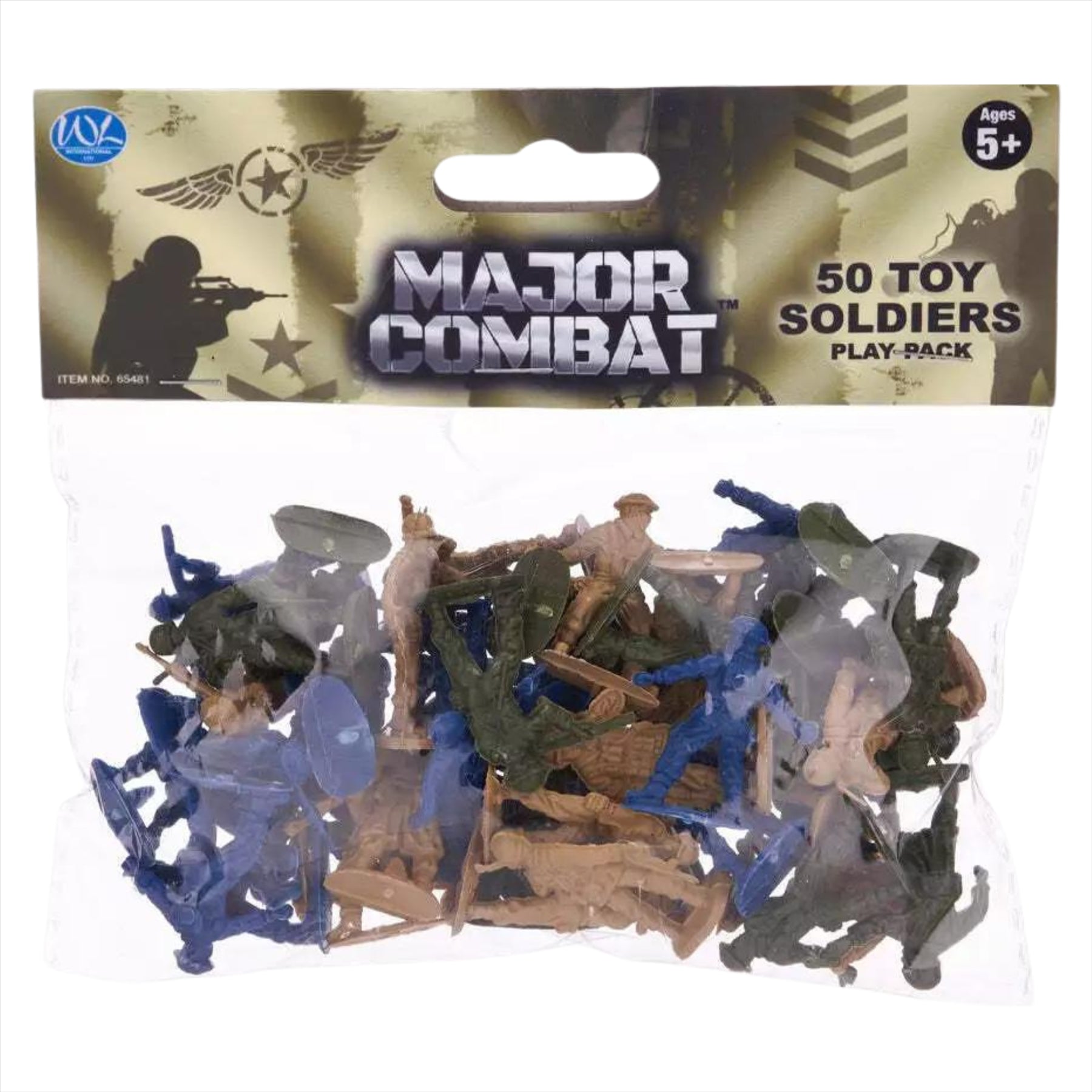 Major Combat Toy Crawling Soldier Action Figure Twin Pack with 100 Miniature Toy Soldiers - Toptoys2u