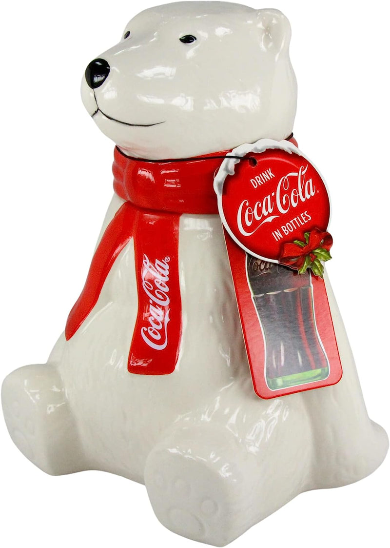 Coca Cola Ceramic Polar Bear 10" 26cm Cookie Jar - Toptoys2u