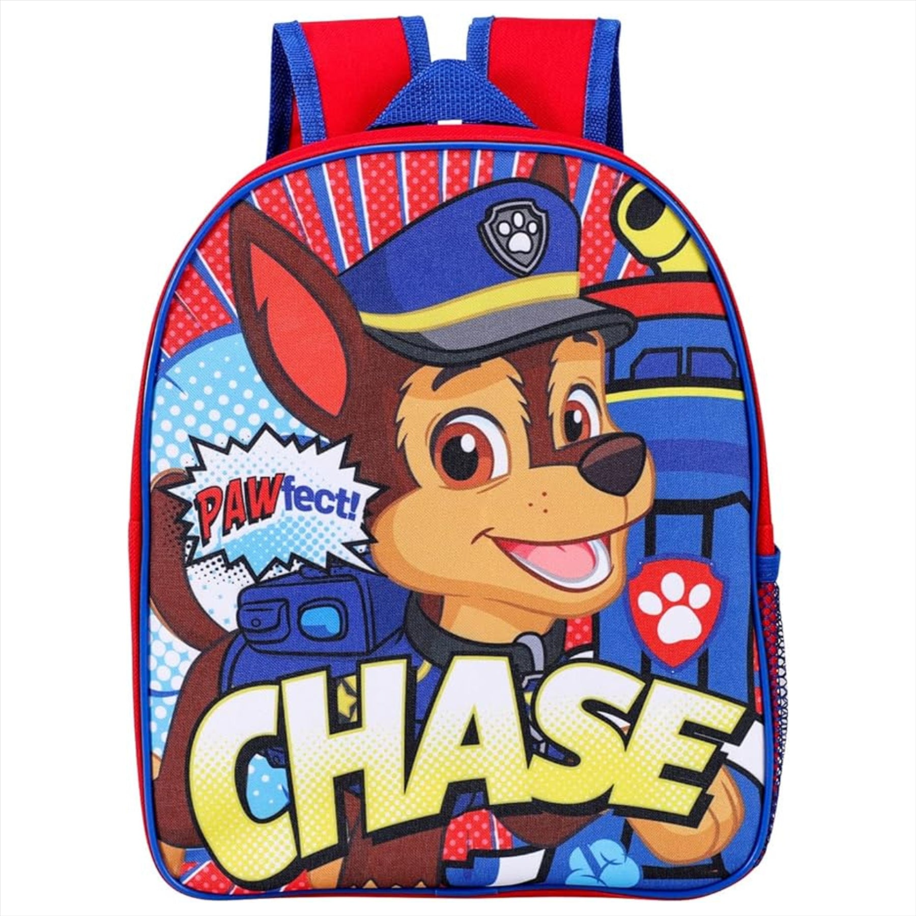 Paw Patrol Chase Junior Backpack - Kids Character School Bag with Mesh Side Pocket - Toptoys2u