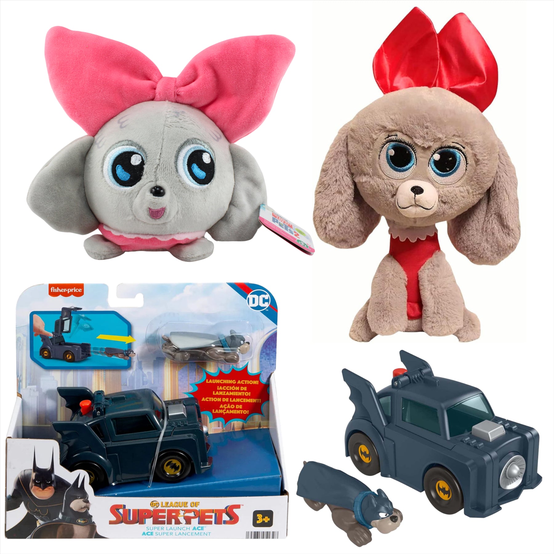 Secret Life of Pets Princess 25cm Plush, Princess 15cm Slo Foam Plush, and DC League of Super Pets Super Launch Ace Playset - 3-Piece Bundle - Toptoys2u