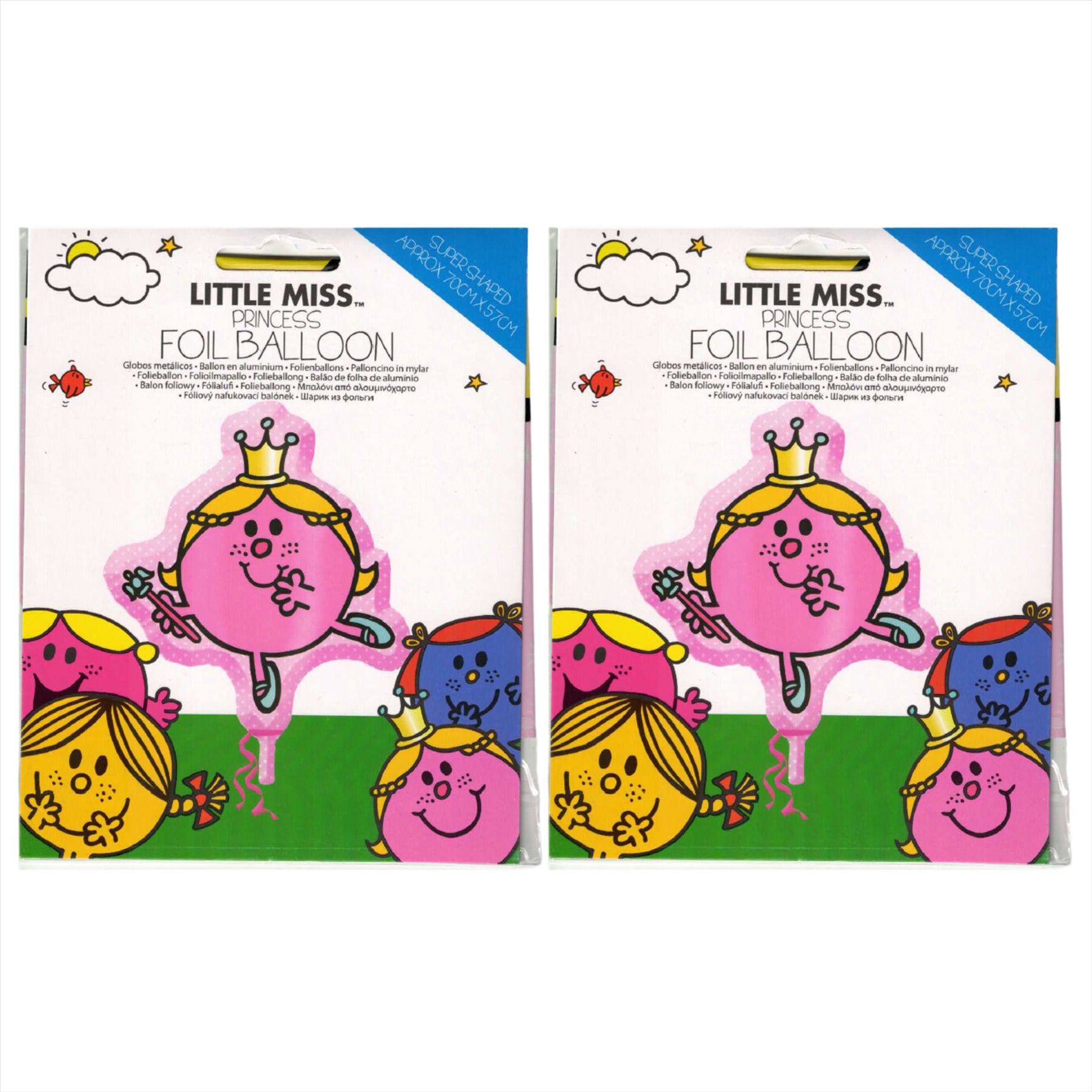 Mr Men Little Miss Princess Super Shape Foil Party Balloon - Twin Pack - Toptoys2u