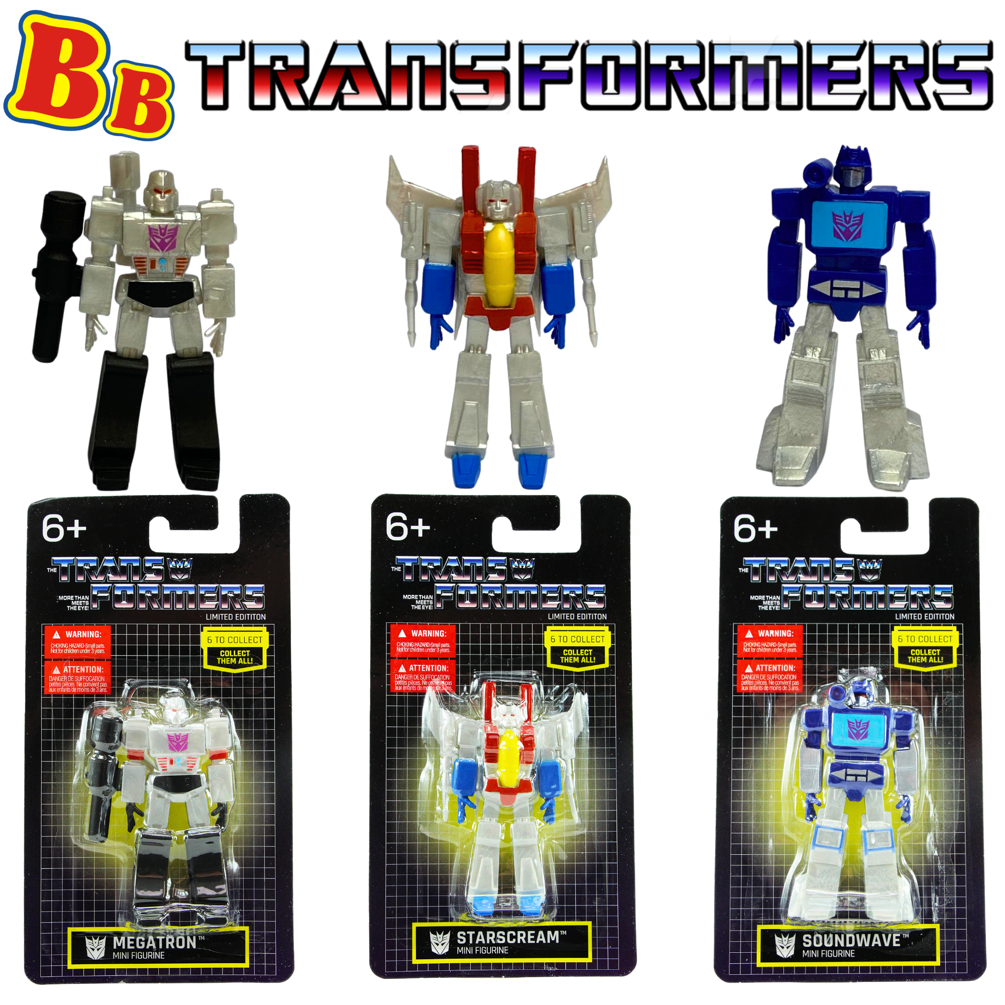 Transformers Decepticons 2.5" Mini Figure Bundle - Starscream, Megatron & Soundwave (Limited Edition) - Toptoys2u