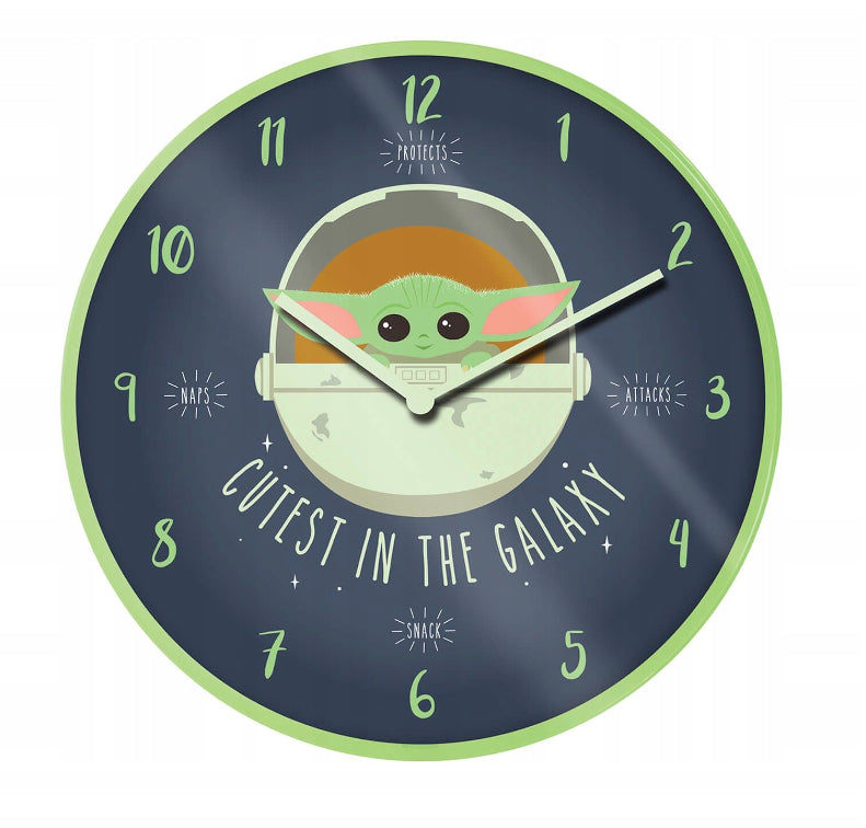 Star Wars The Mandalorian Grogu 'Cutest In The Galaxy' Wall Clock - Toptoys2u