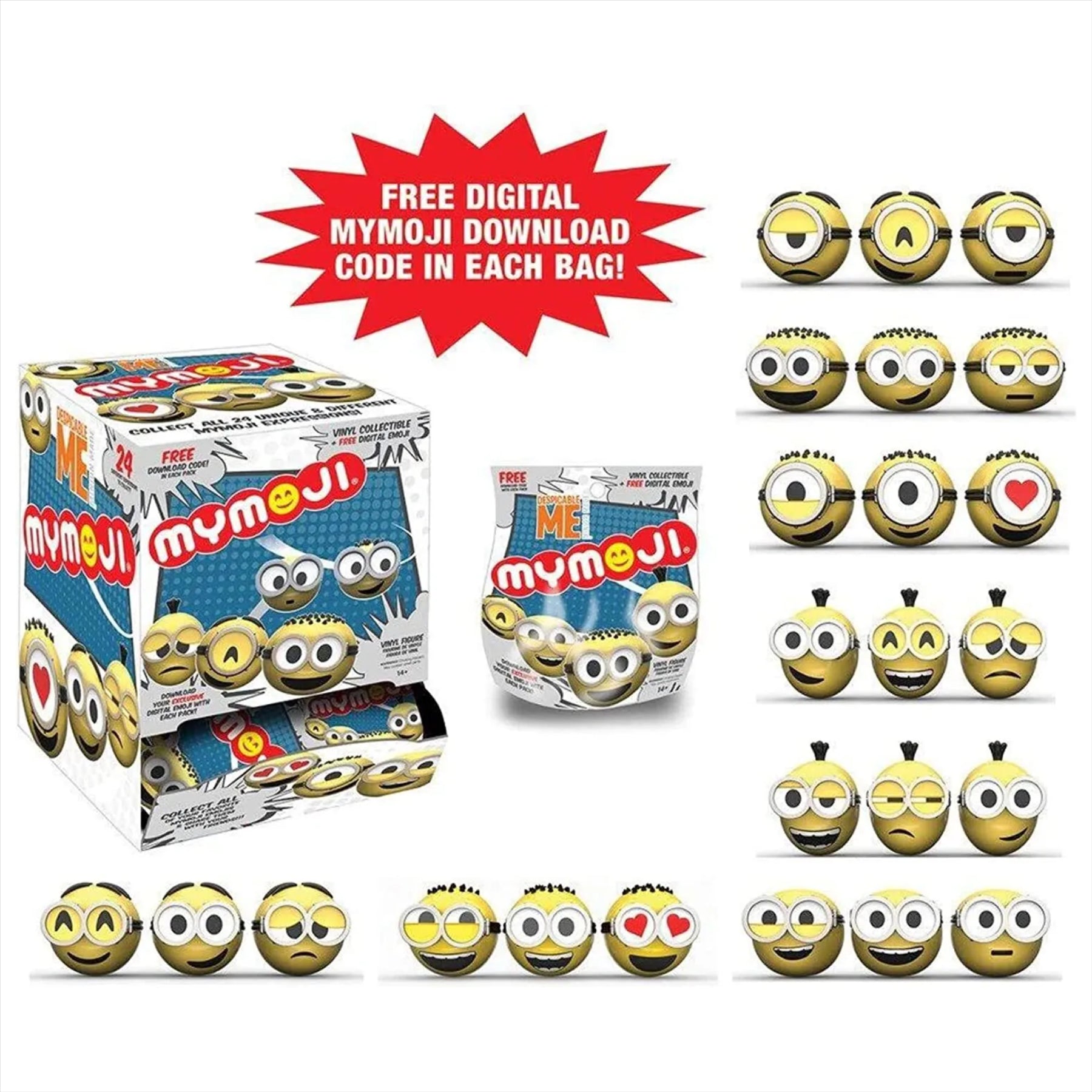 Despicable Me Minions Plush Toy and Games 5 Piece Mega Bundle - Stuart 30cm Plush Toy, Exploding Minions Card Game, Foam Flyer, MyMoji Miniature Figure, and 400ml Water Bottle - Toptoys2u