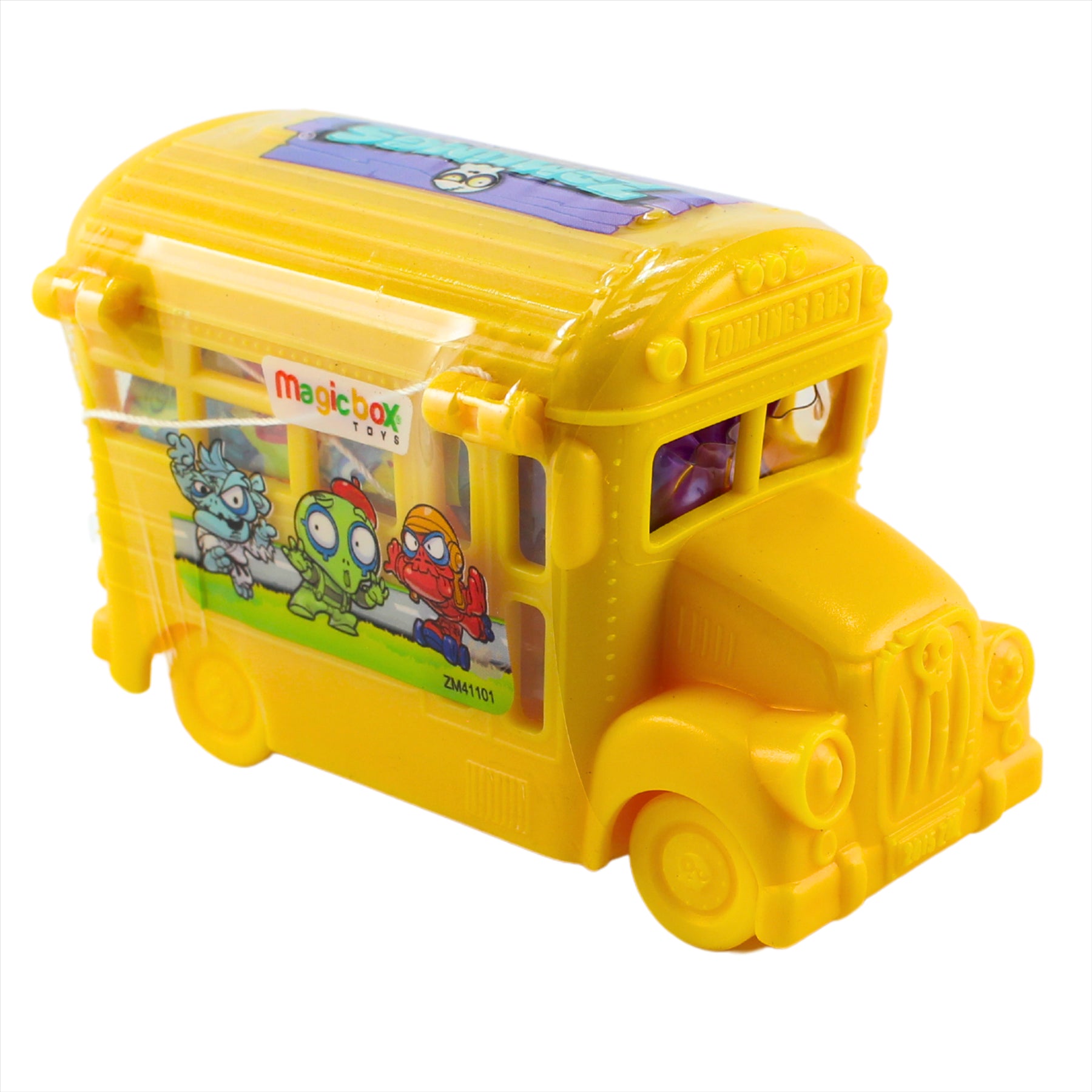 Zomlings in The Town - Series 4 Zom-Mobiles - Red, Blue, & Yellow Buses - 2 Zomlings per Bus - Pack of 6 - Toptoys2u