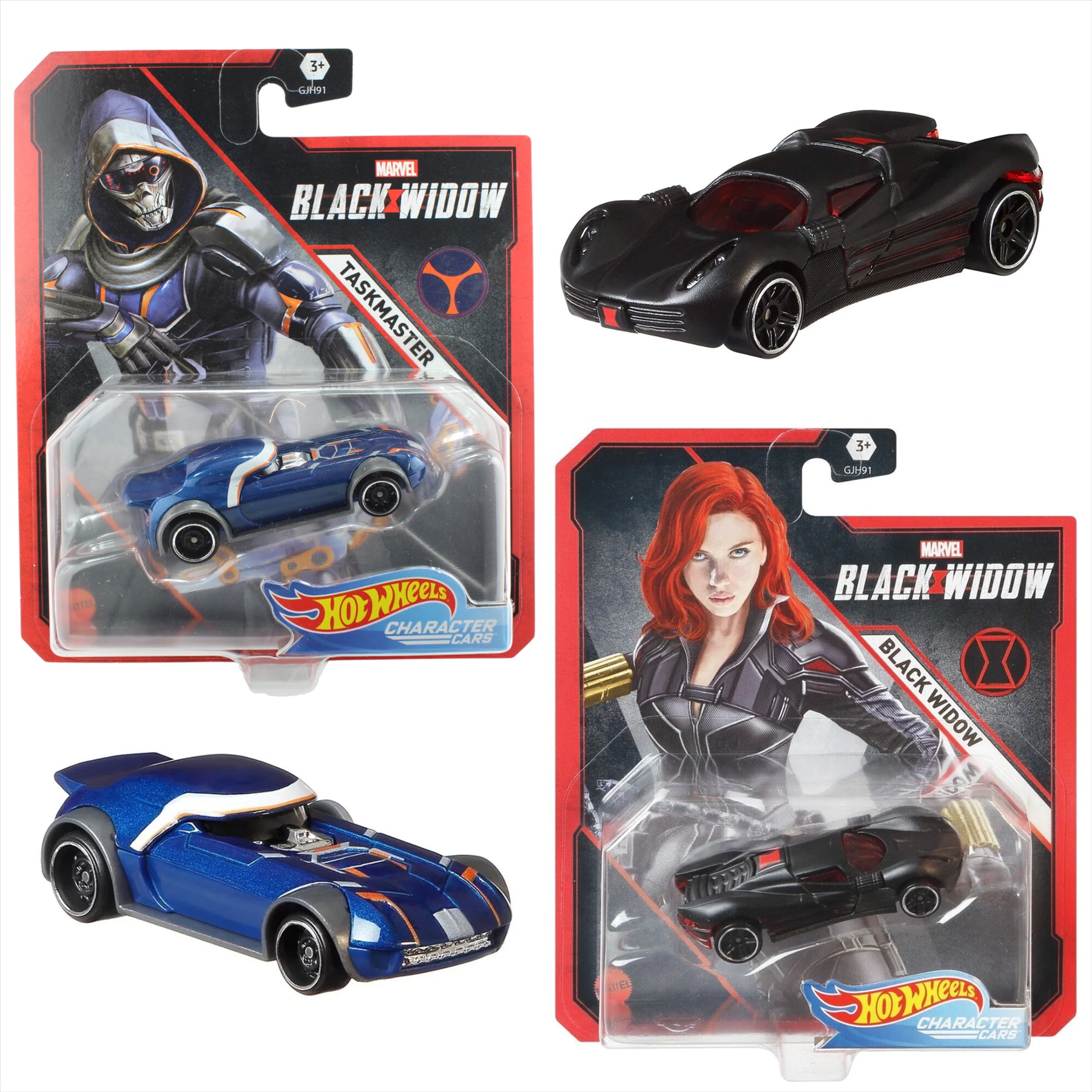 Hot Wheels Character Cars: Marvel - Black Widow & Taskmaster 1:64 Scale Diecast Model Cars - Twin Pack - Toptoys2u