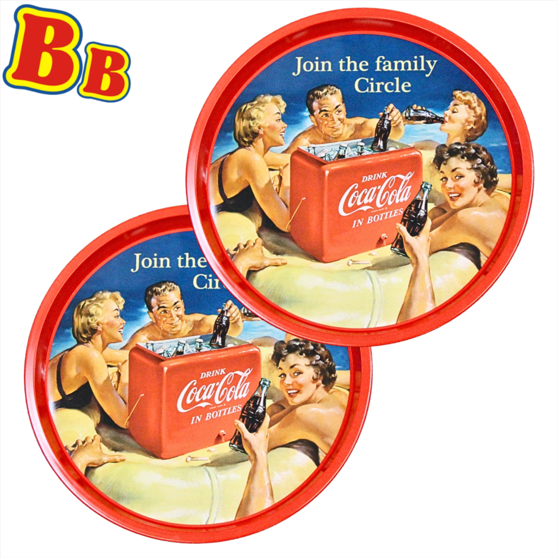 Coca Cola Themed Serving Trays "Join The Family Circle" - 2 Pack - Toptoys2u