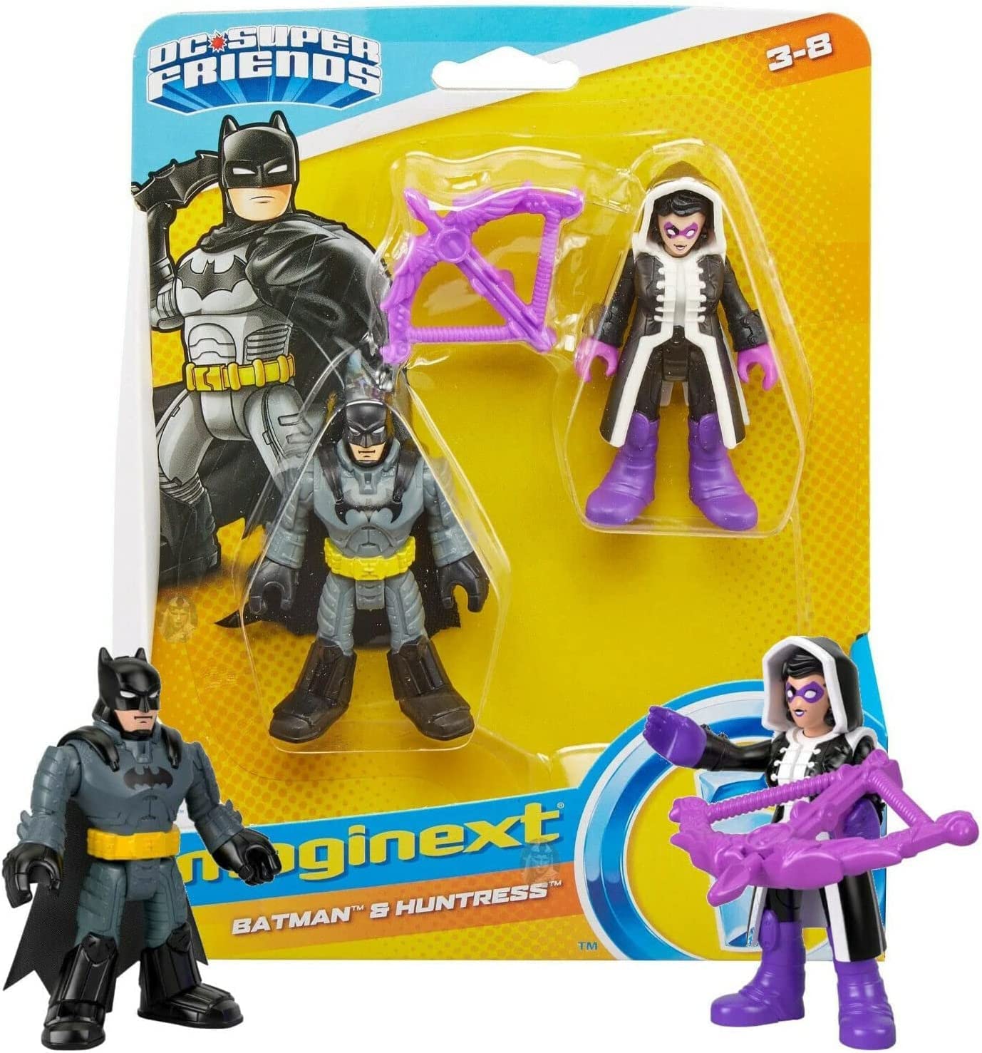Fisher-Price Imaginext DC Super Friends 3" 8cm Articulated Action Figures - Batman, Huntress & Batman, Firefly - Twin Packs - Toptoys2u
