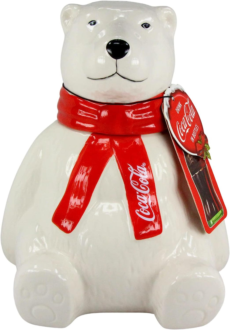 Coca Cola Ceramic Polar Bear 10" 26cm Cookie Jar - Toptoys2u