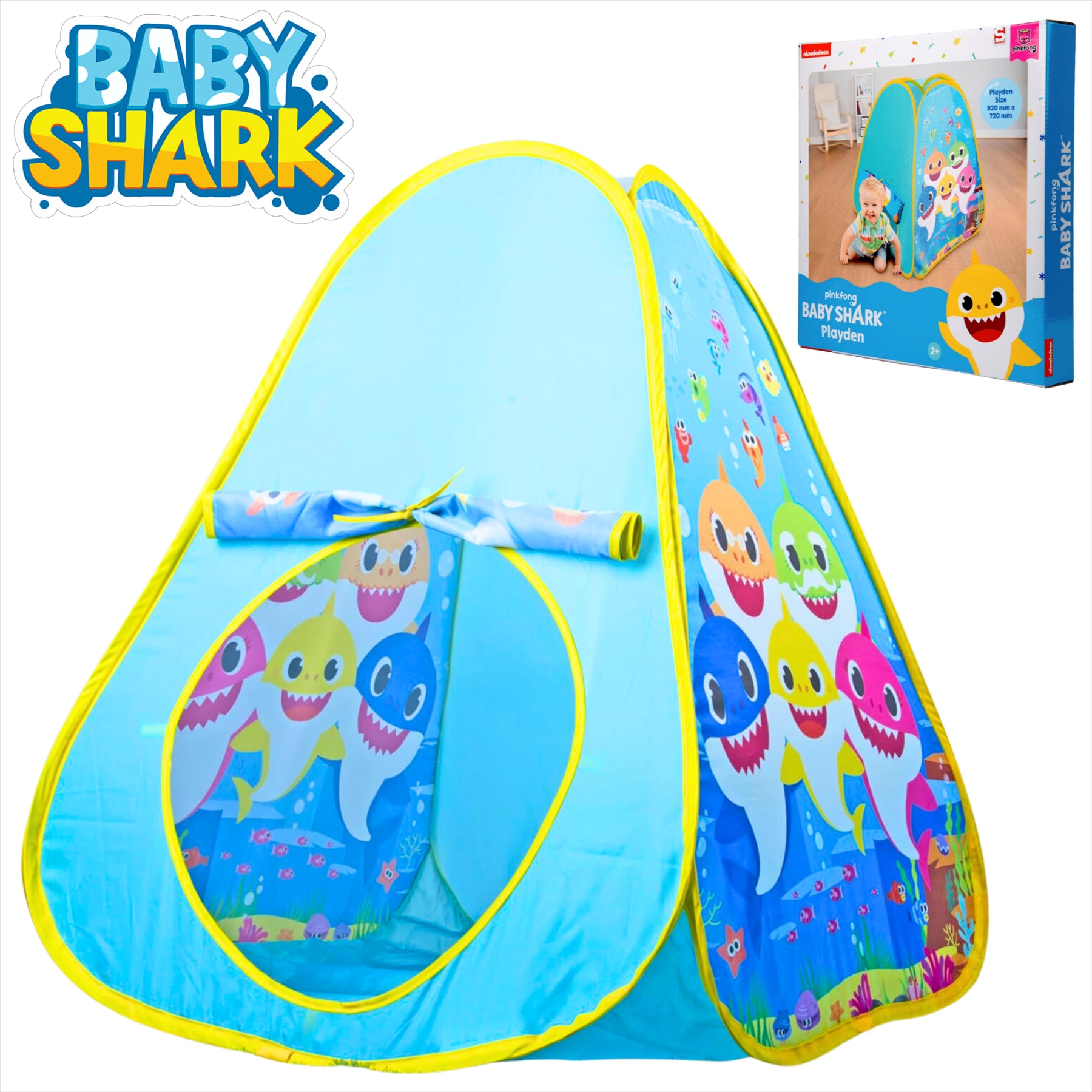 Baby Shark Playden 92cm Pop Up Childrens Activity Play Tent - Toptoys2u