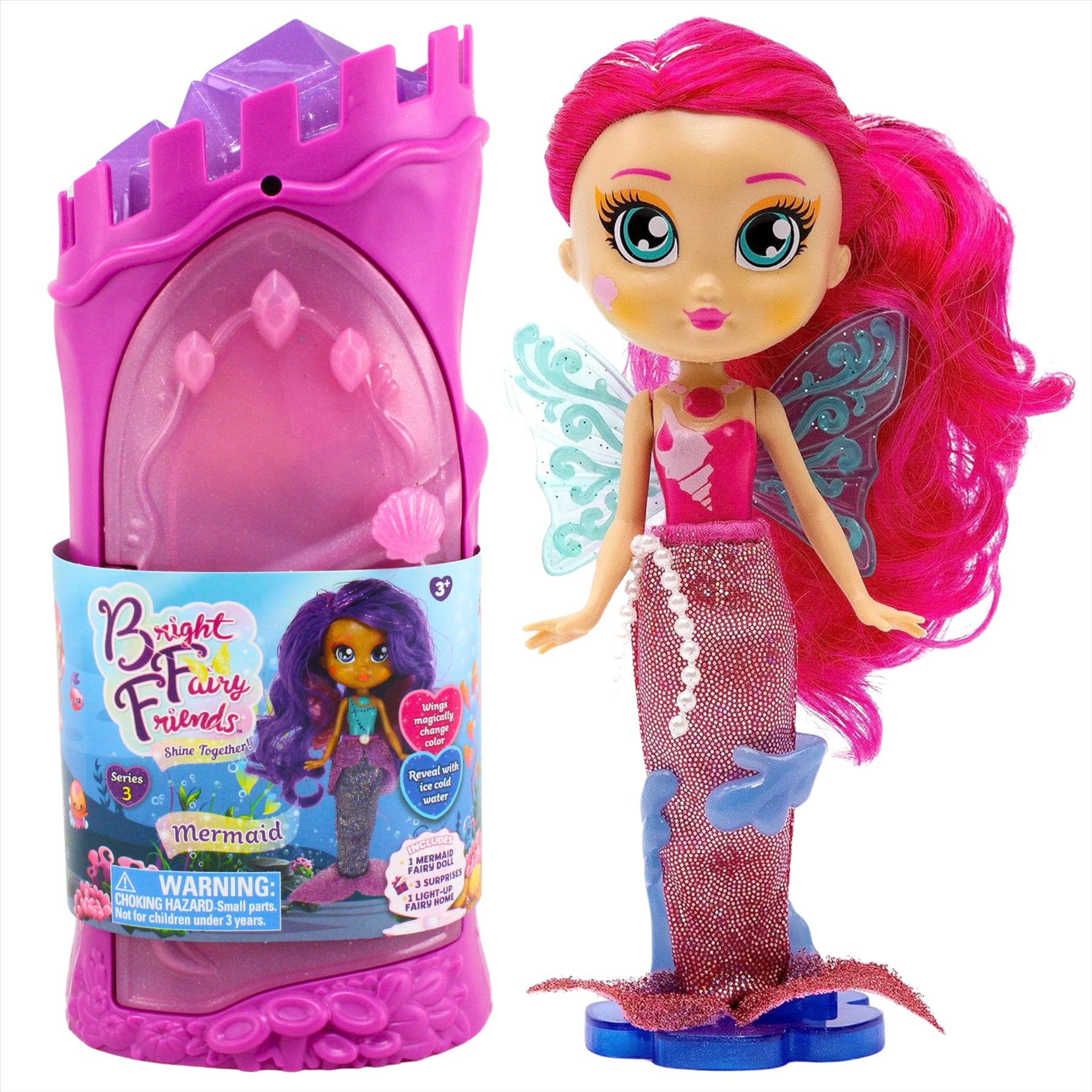 Bright Fairy Friends Shine Together! Series 3 Mermaid 15cm Doll Figure with Underwater Castle Home and Accessories - Toptoys2u