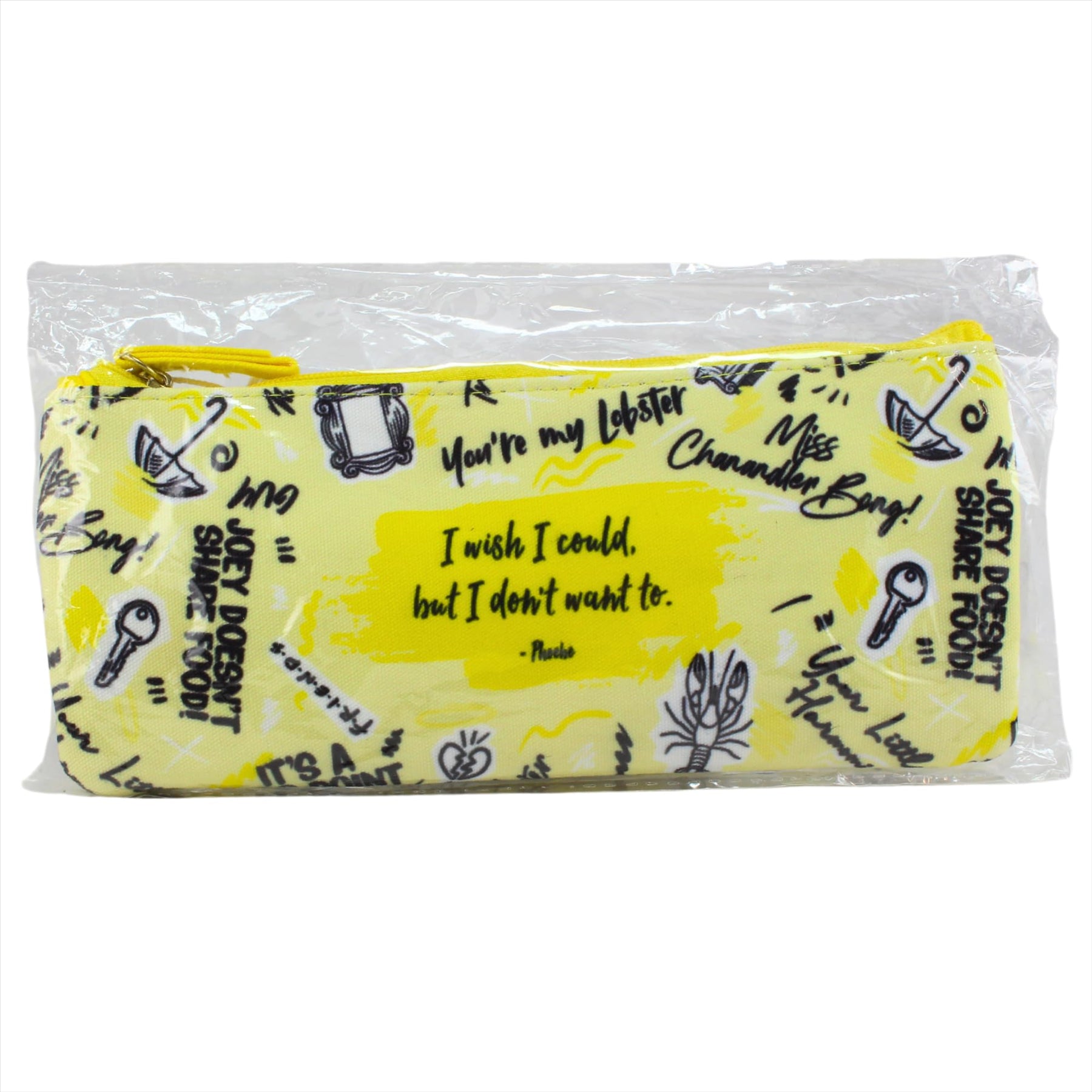 Friends TV Show 20cm Phoebe Quote Yellow Pencil Cases - Pack of 3 - Toptoys2u