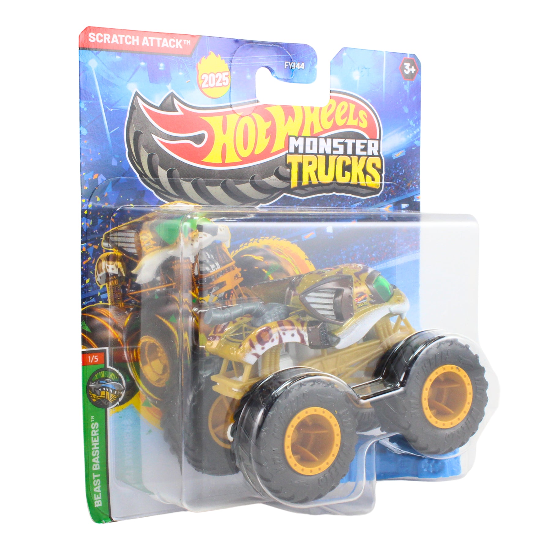 Hot Wheels Monster Trucks Beast Bashers 1/5 Scratch Attack Collectible Toy 1:64 Scale Diecast Model Vehicle - JDP68 - Toptoys2u