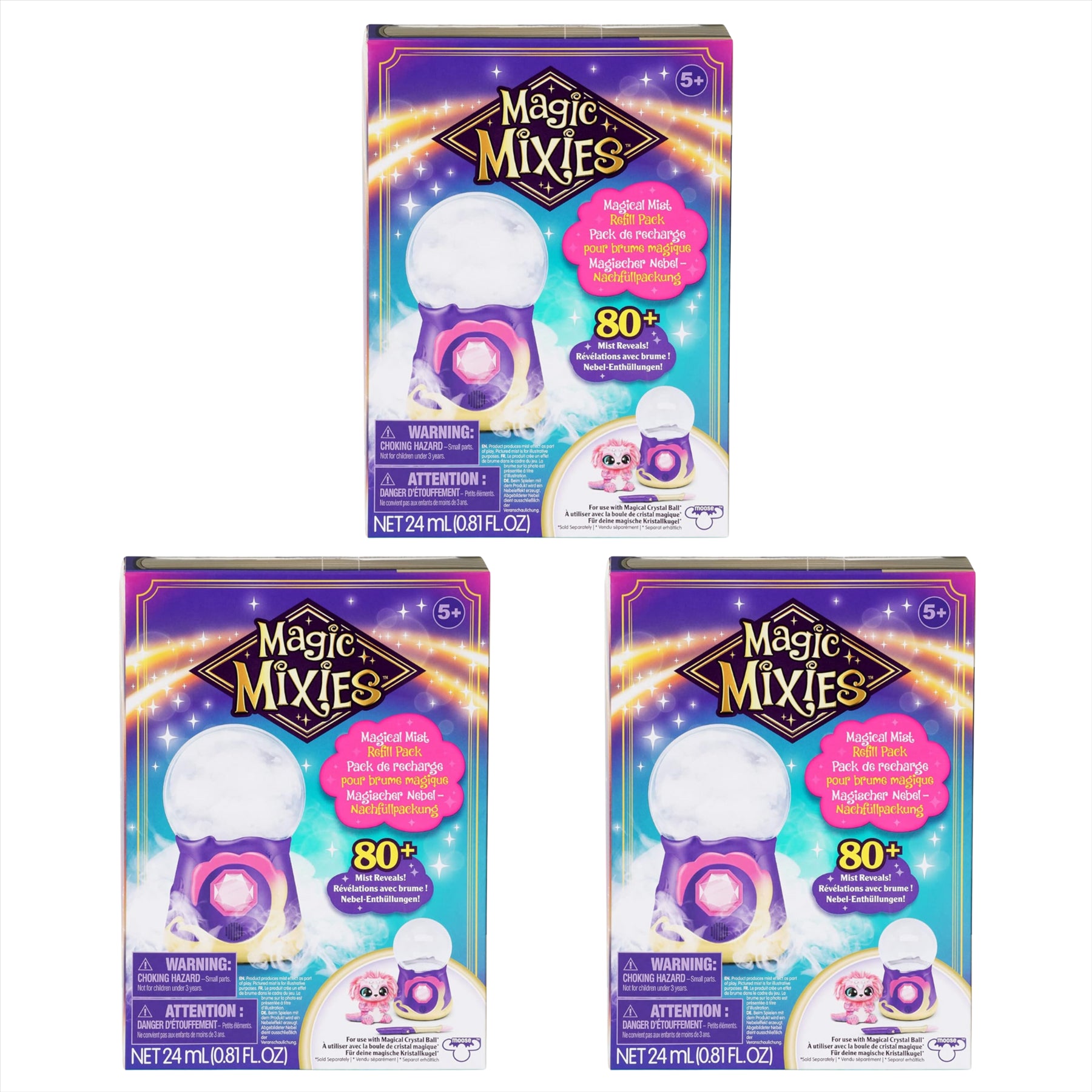 Magic Mixies Magical Mist and Spells 24ml Refill Pack for Magical Crystal Ball or Magic Cauldron - Pack of 3 - Toptoys2u