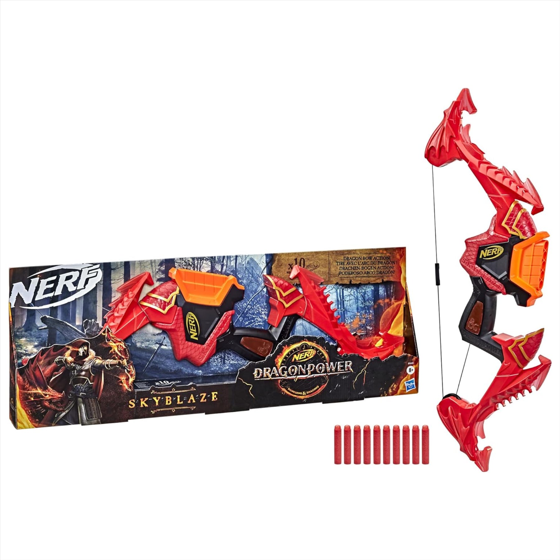 Nerf DragonPower Skyblaze Dragon Bow Dart Action with 10 Nerf Darts & 5 Dart Storage - Toptoys2u