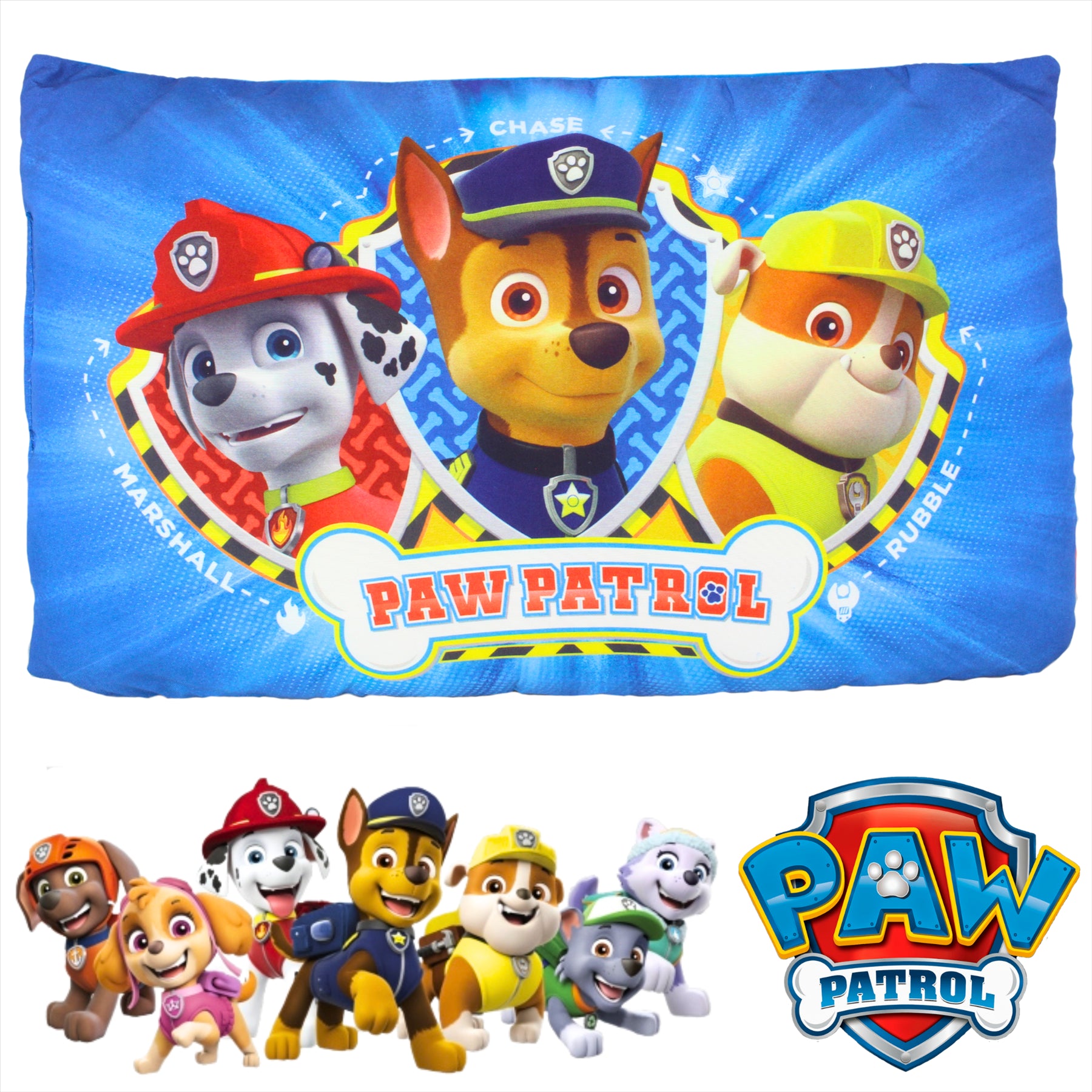 Paw Patrol Marshall, Chase, and Rubble Super Soft 36cm Pillow Cushion