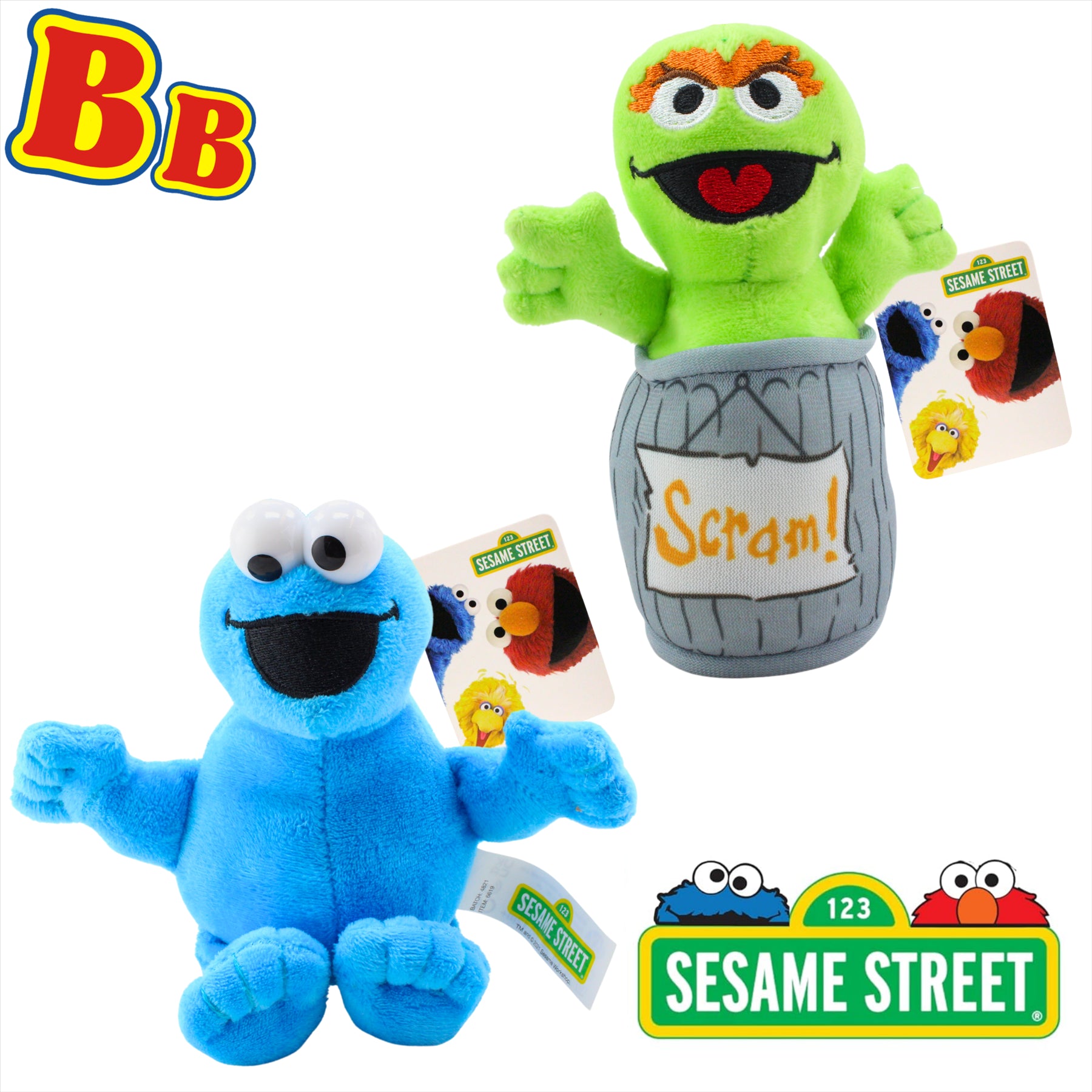 Sesame Street - Cookie 6" and Oscar 6" Super Soft Plush Toys - Twin Pack - Toptoys2u