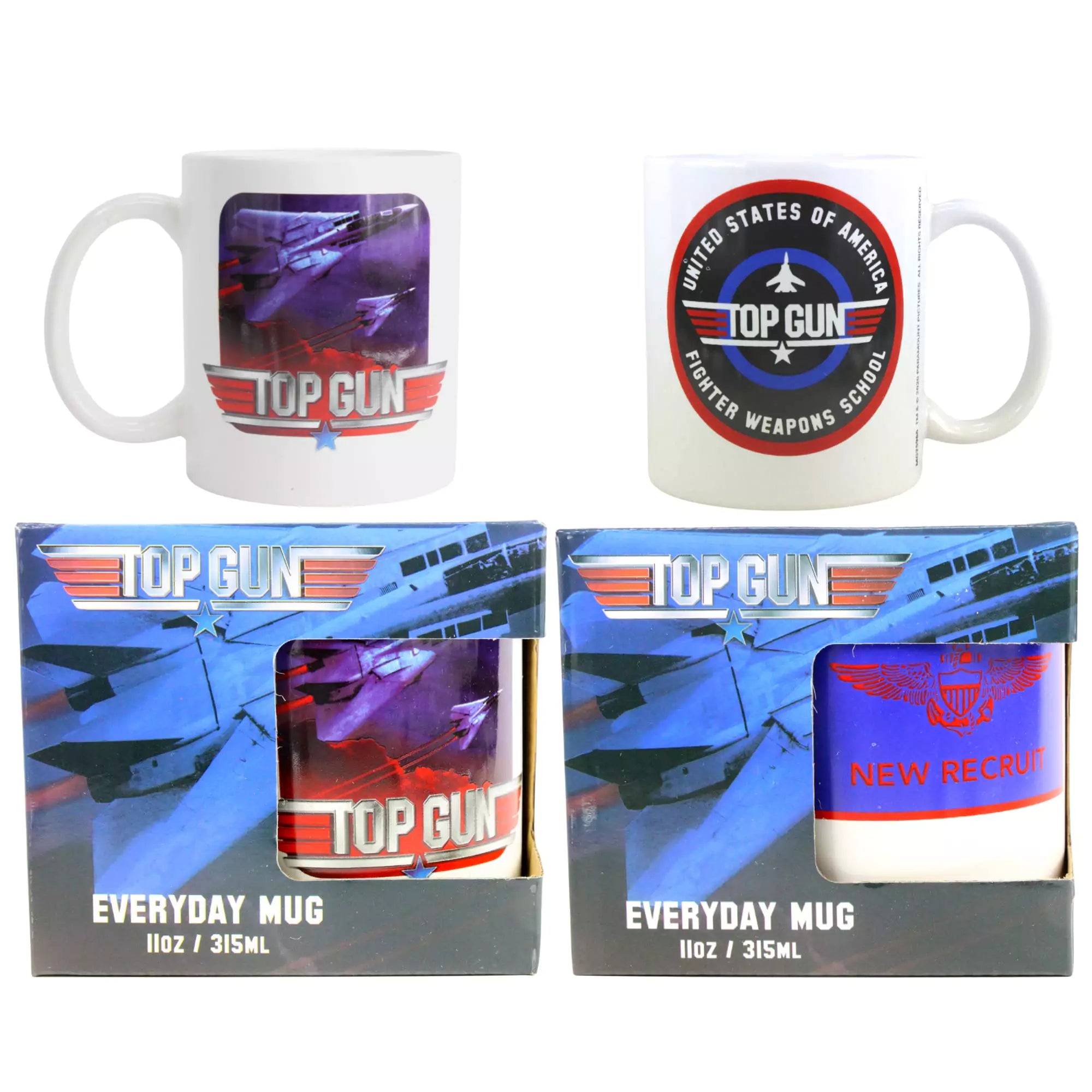 Top Gun Maverick Mug Twin Pack - 315ml Maverick Plane & New Recruit - Toptoys2u