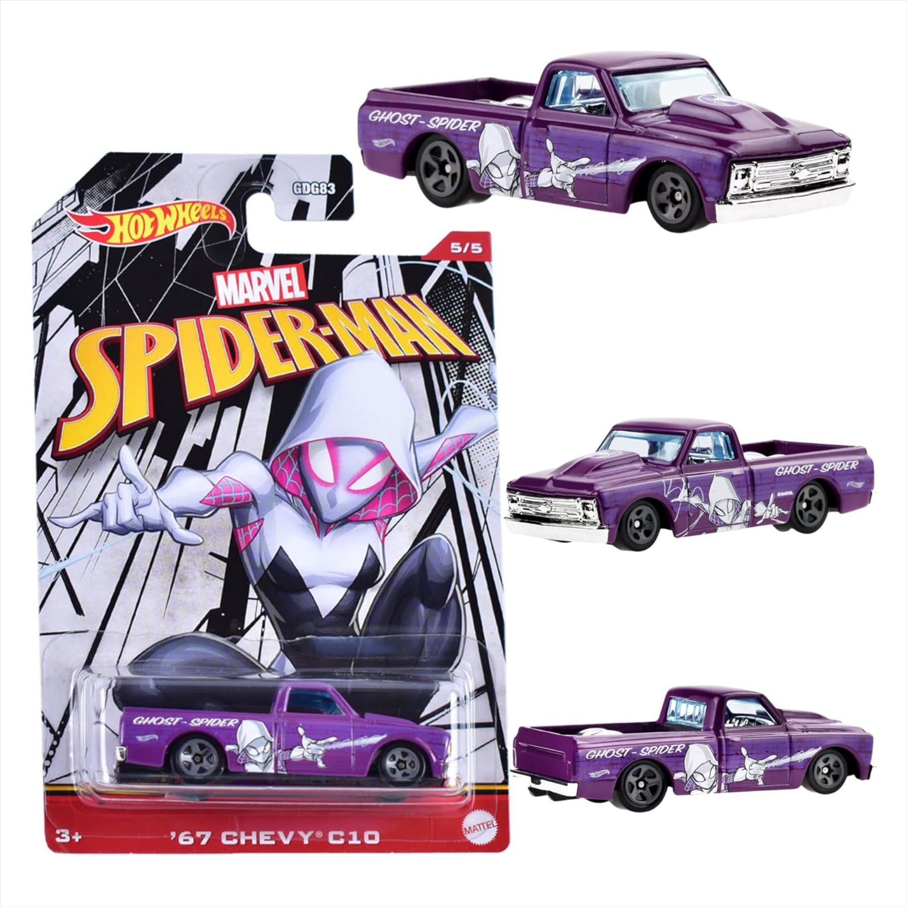Hot Wheels Marvel Spider-Man - Ghost-Spider '67 Chevy C10 - 5/5 - Toptoys2u